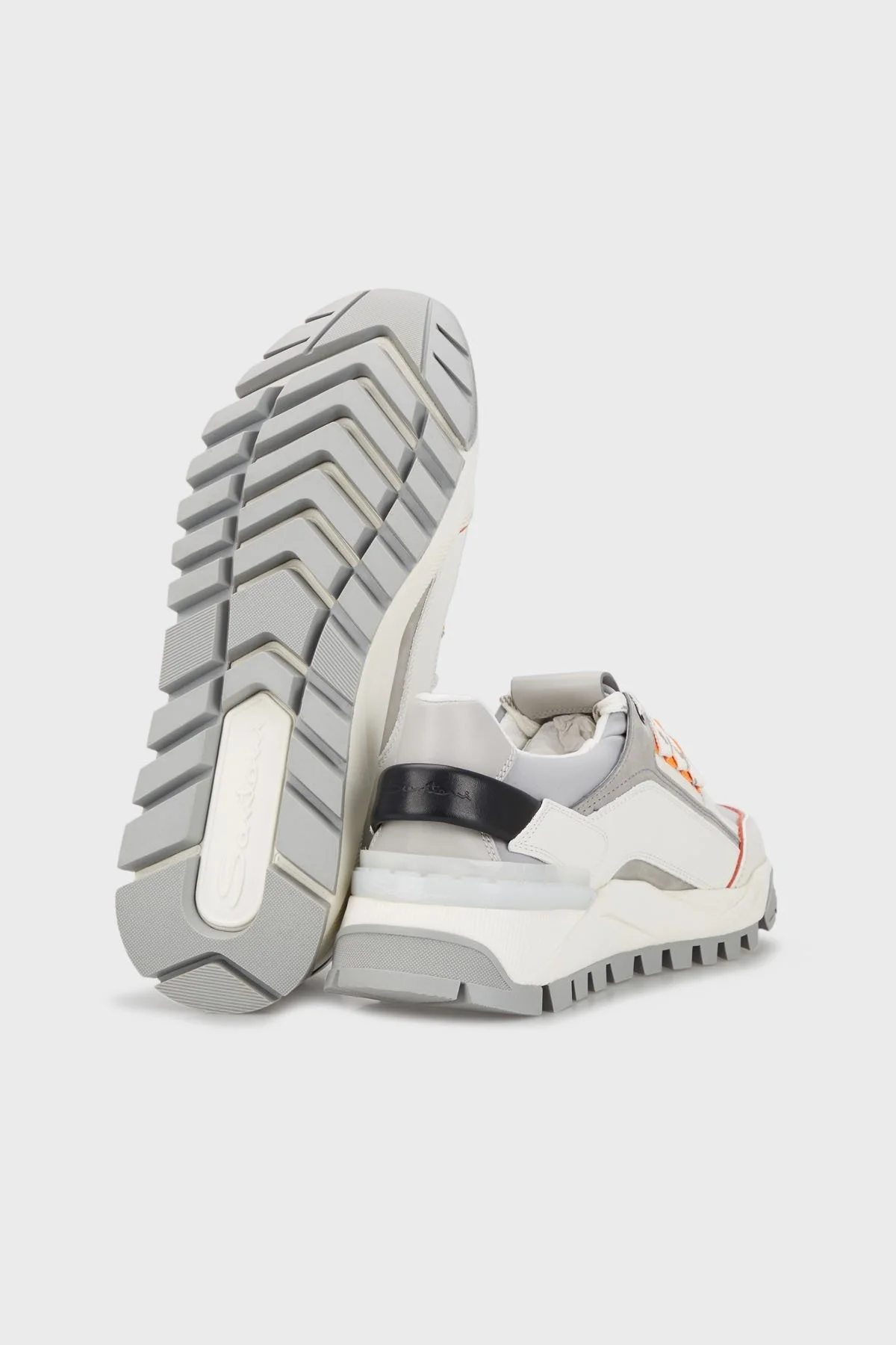 Santoni Hakiki Deri Sneaker Erkek Ayakkabı MBIH21877BGAGREGG41 GRİ-BEYAZ - 4