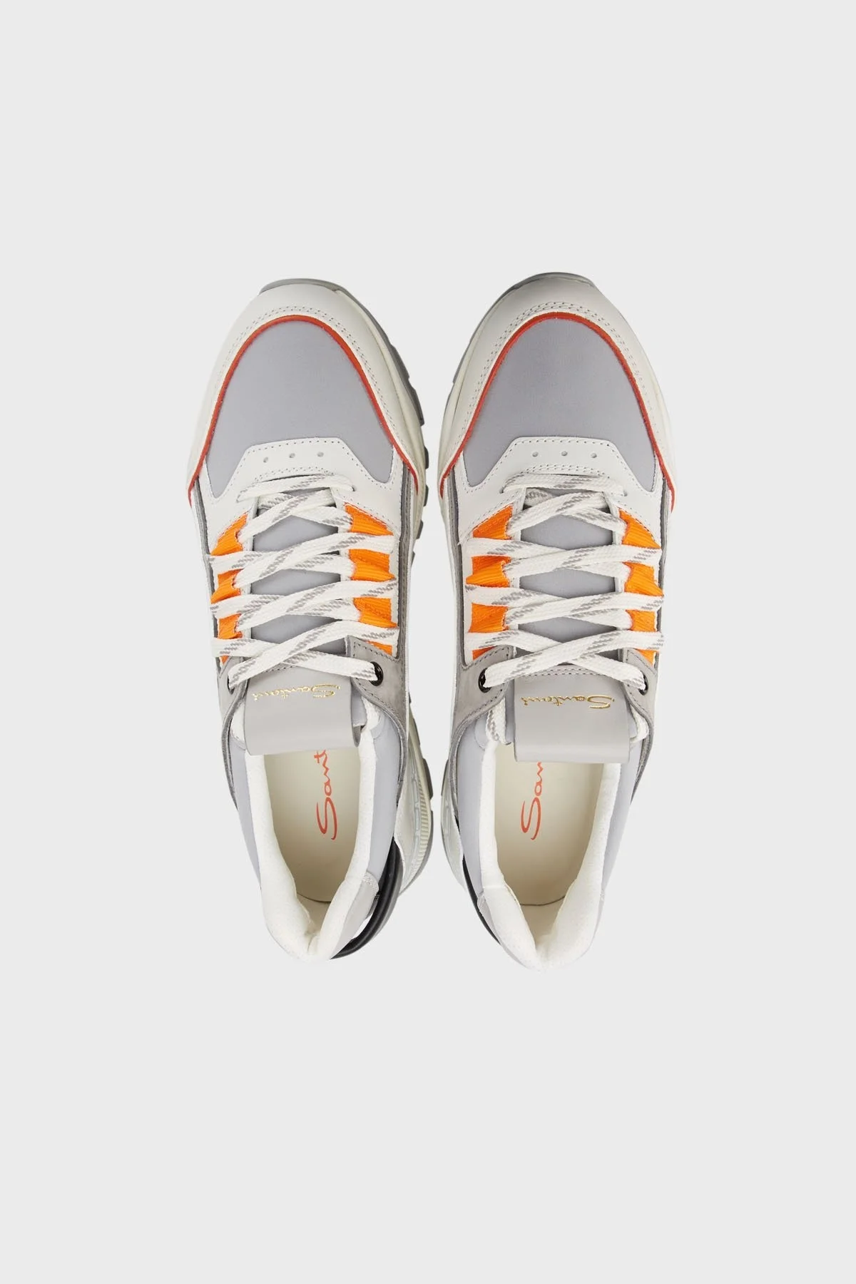 Santoni Hakiki Deri Sneaker Erkek Ayakkabı MBIH21877BGAGREGG41 GRİ-BEYAZ - 5