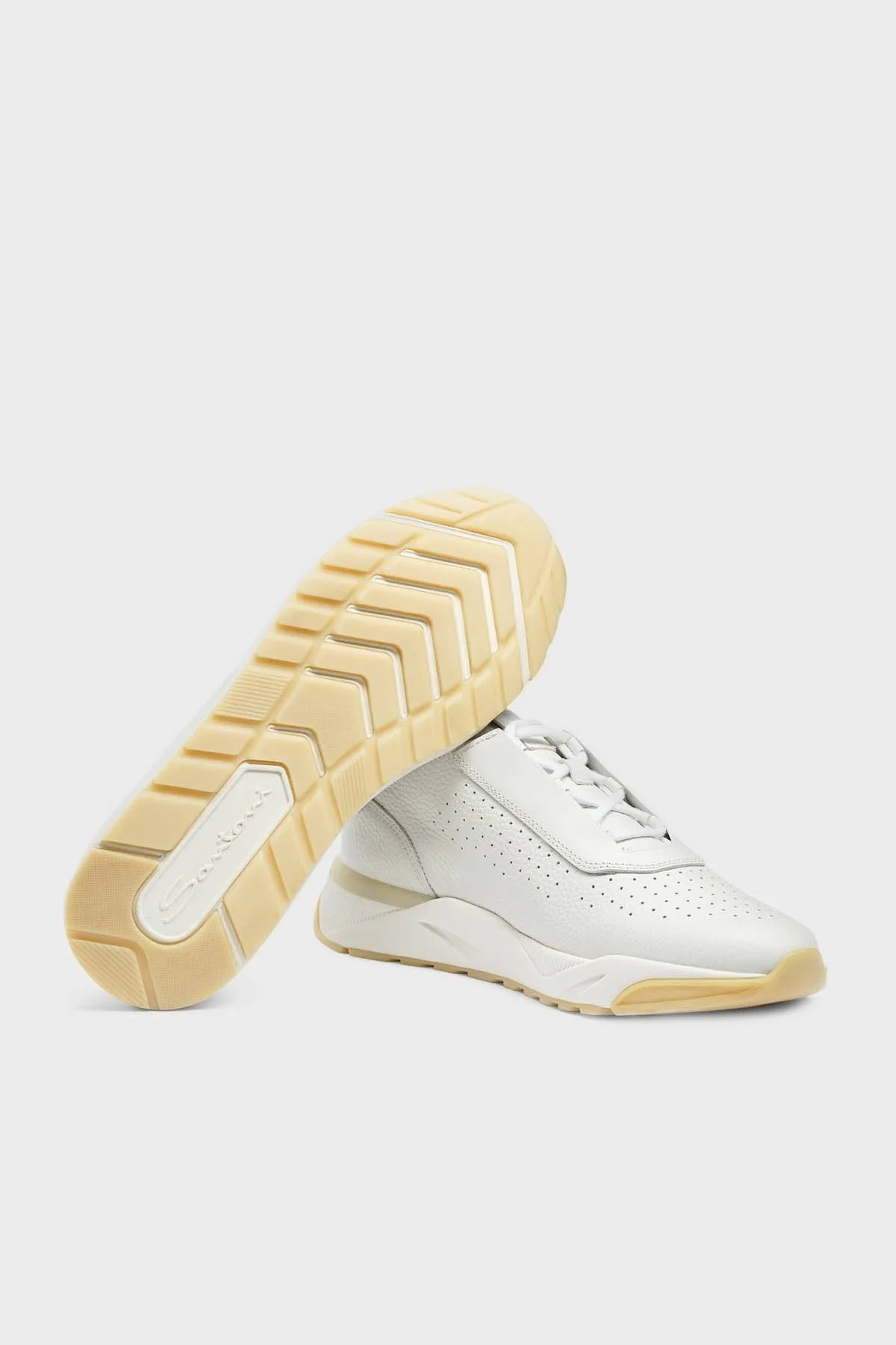 Santoni Hakiki Deri Sneaker Erkek Ayakkabı MBIM21693BTTCDPAI55 BEYAZ - 4