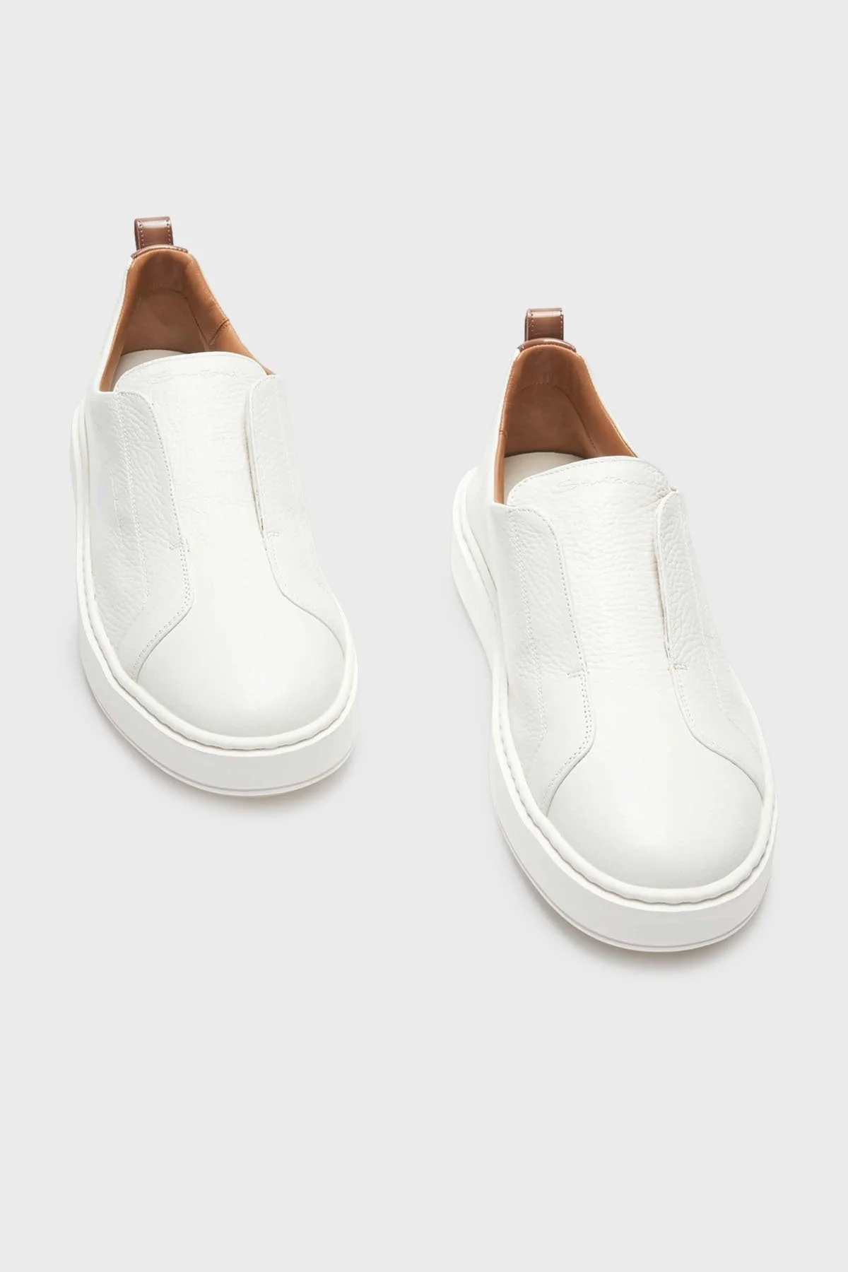 Santoni Logolu Hakiki Deri Kalın Tabanlı Slip-On Sneaker Erkek Ayakkabı MBCD21995BARTLLDI50 BEYAZ - 7