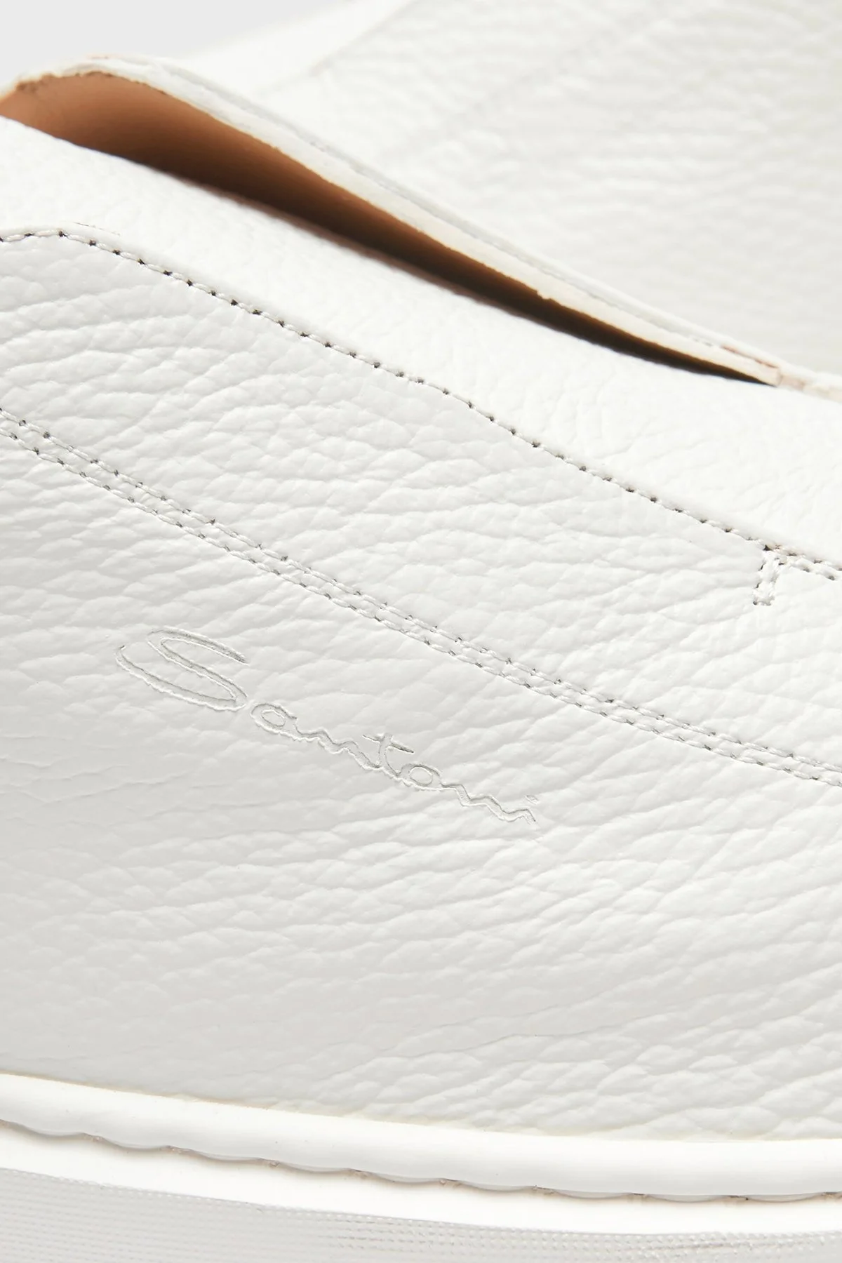 Santoni Logolu Hakiki Deri Kalın Tabanlı Slip-On Sneaker Erkek Ayakkabı MBCD21995BARTLLDI50 BEYAZ - 9