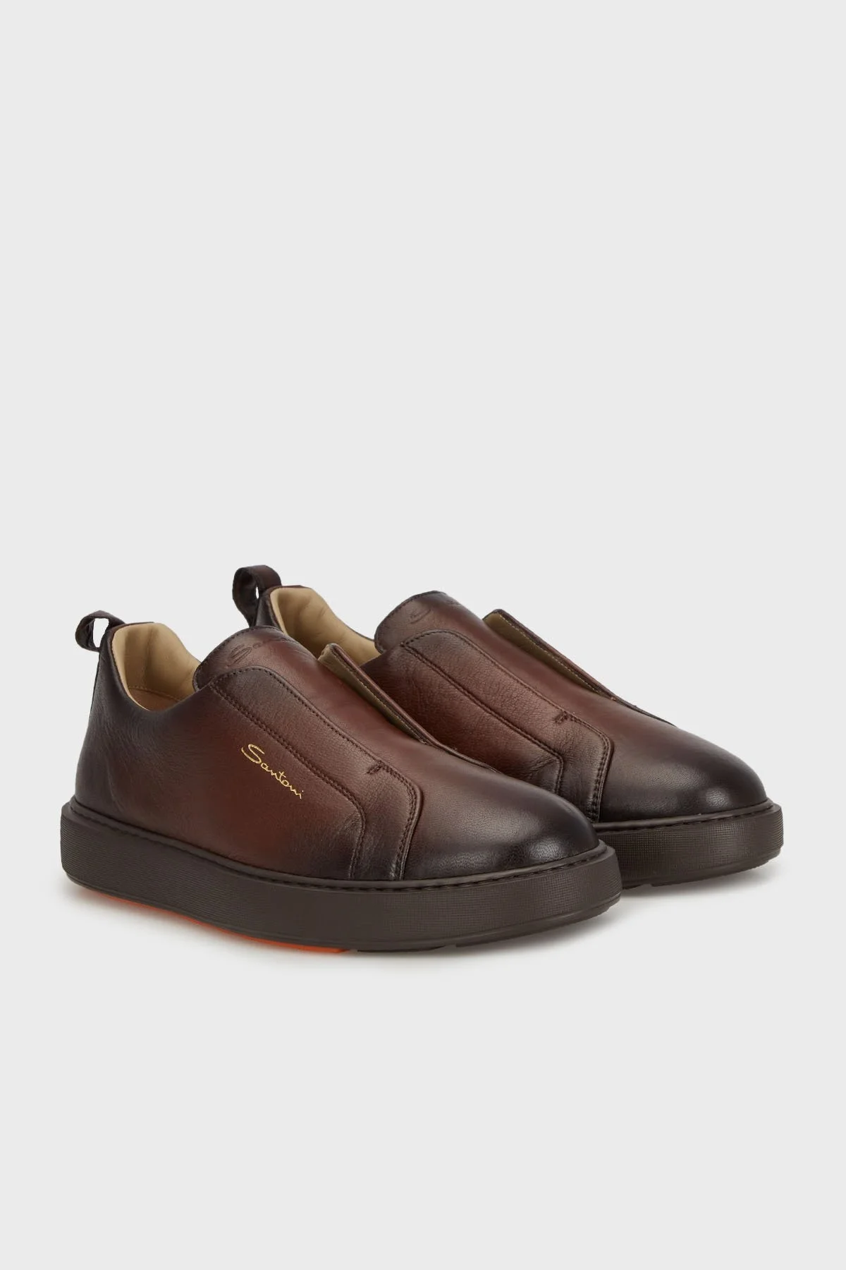Santoni Logolu Hakiki Deri Sneaker Erkek Ayakkabı MBCD21995SMOKAUAT50 KAHVE - 7