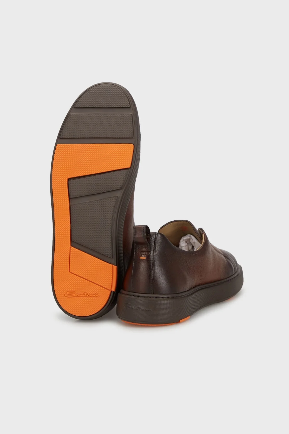 Santoni Logolu Hakiki Deri Sneaker Erkek Ayakkabı MBCD21995SMOKAUAT50 KAHVE - 10