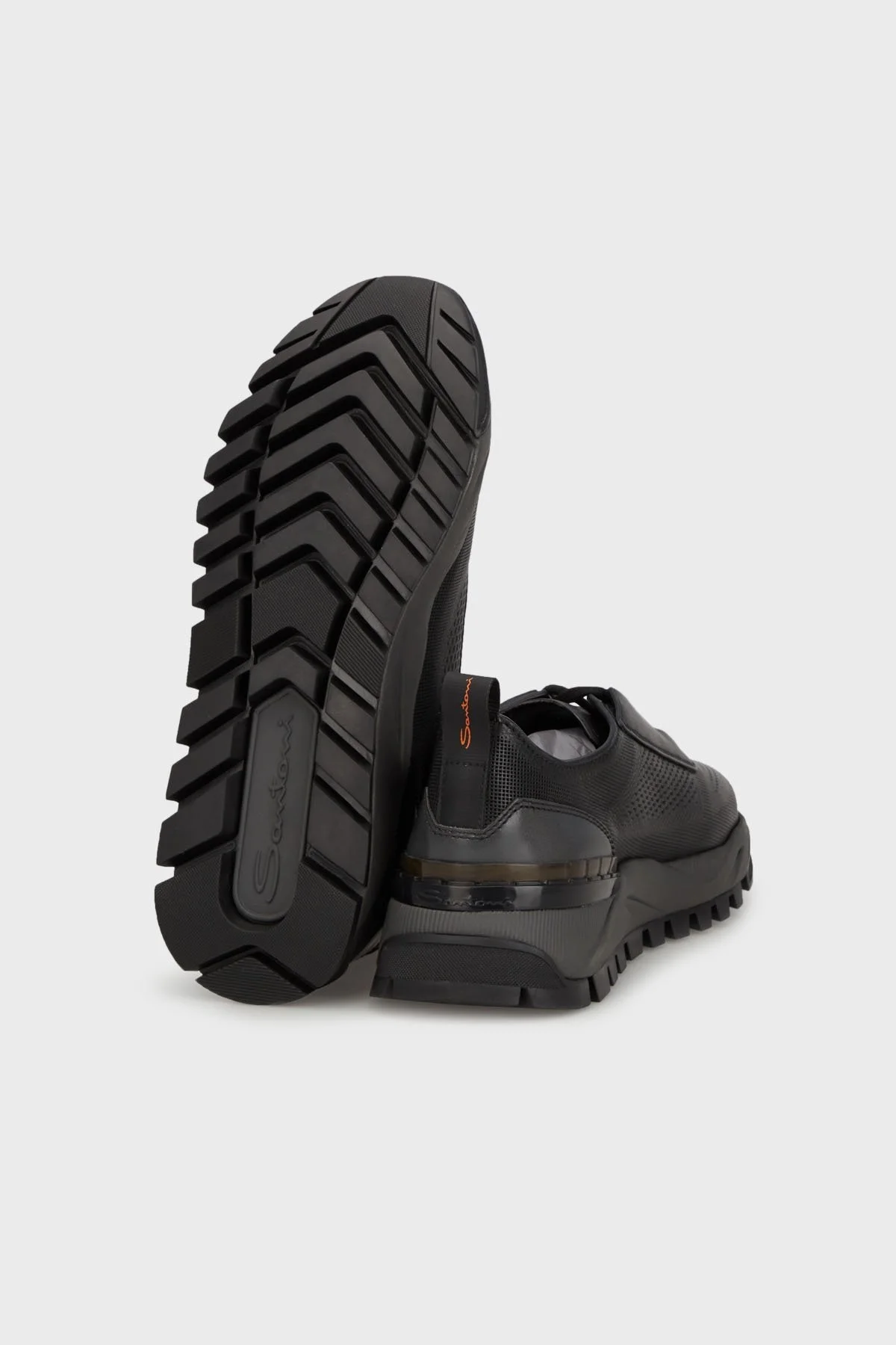Santoni Logolu Hakiki Deri Sneaker Erkek Ayakkabı MBIH21976SBNNNIGN01 SİYAH - 10