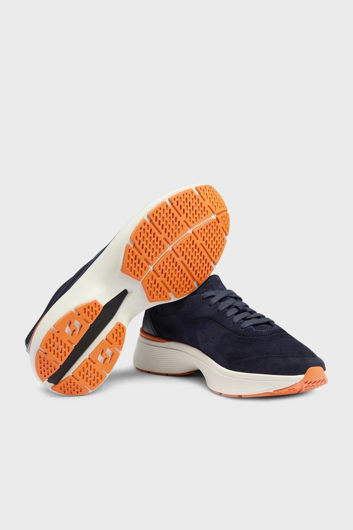 Santoni Logolu Hakiki Deri ve Süet Detaylı Kalın Taban Sneaker Erkek Ayakkabı MBBC22070BARTSOGU60 LACİVERT - 12