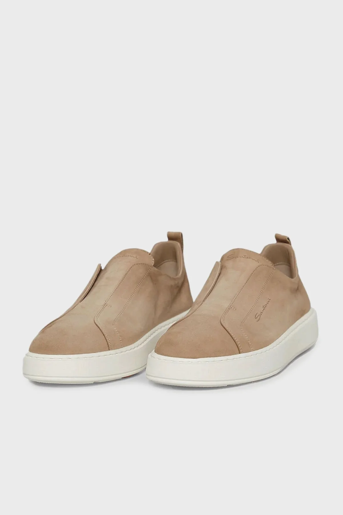 Santoni Logolu Süet Kalın Tabanlı Slip-On Sneaker Erkek Ayakkabı MBCD21995BARTFEHE10 BEJ - 7