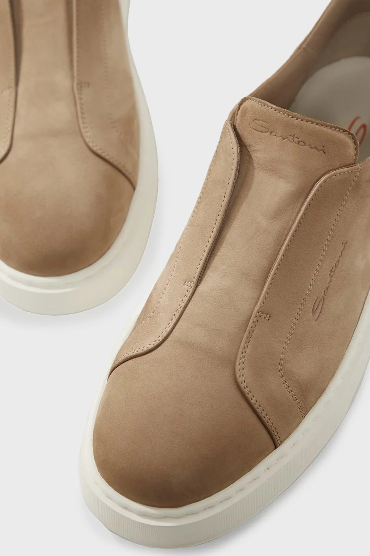 Santoni Logolu Süet Kalın Tabanlı Slip-On Sneaker Erkek Ayakkabı MBCD21995BARTFEHE10 BEJ - 9