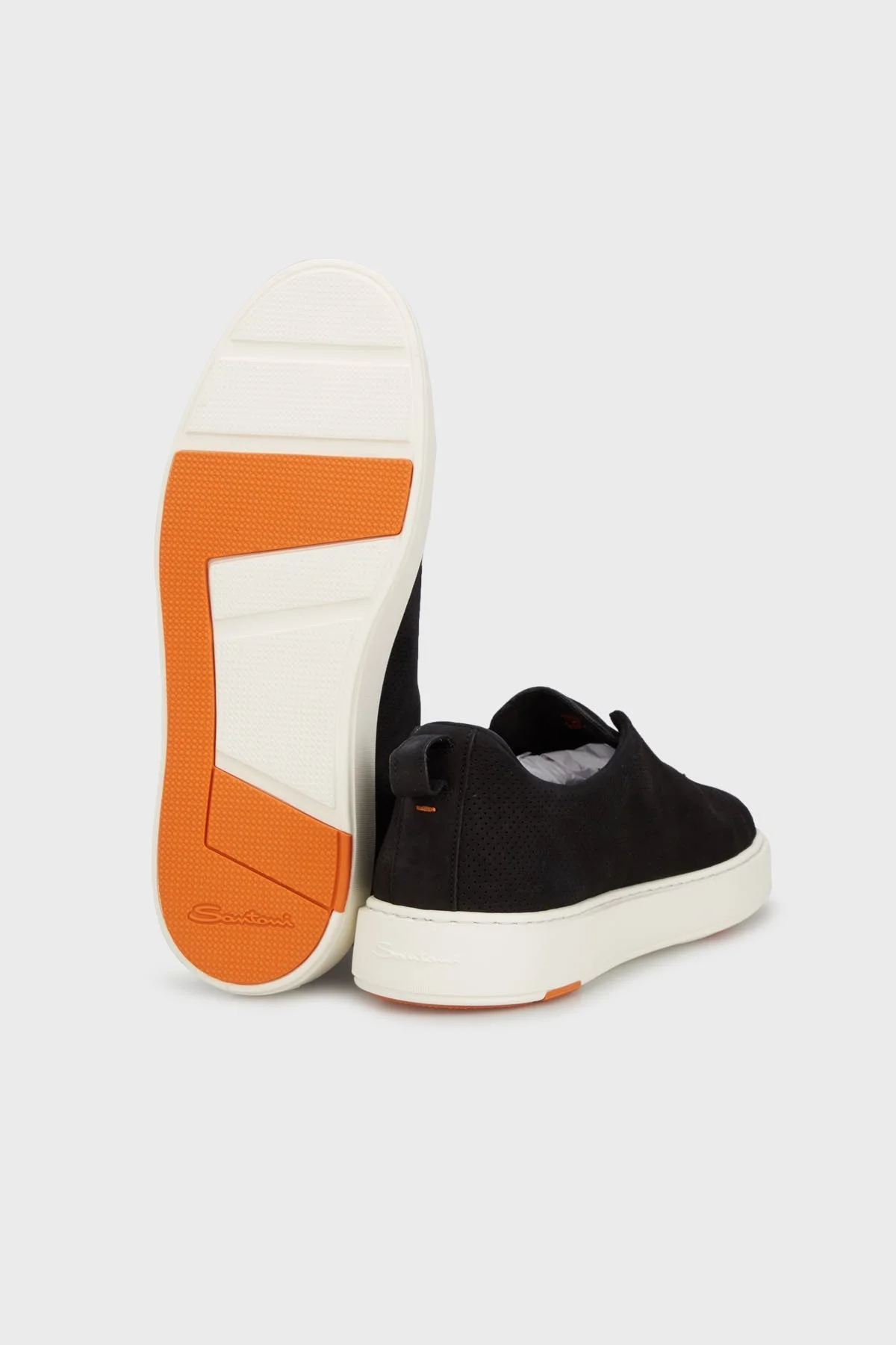 Santoni Logolu Süet Sneaker Erkek Ayakkabı MBCD22006BARTFEAN01 SİYAH - 5