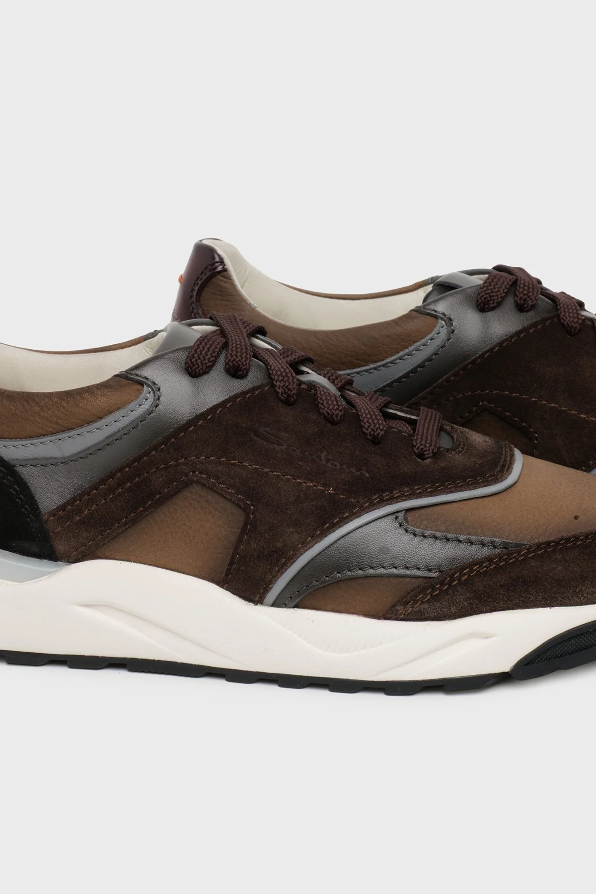 Santoni Süet Deri Logolu Sneakaer Erkek Ayakkabı MBIM22112BINGFUIM50 KAHVE - 5
