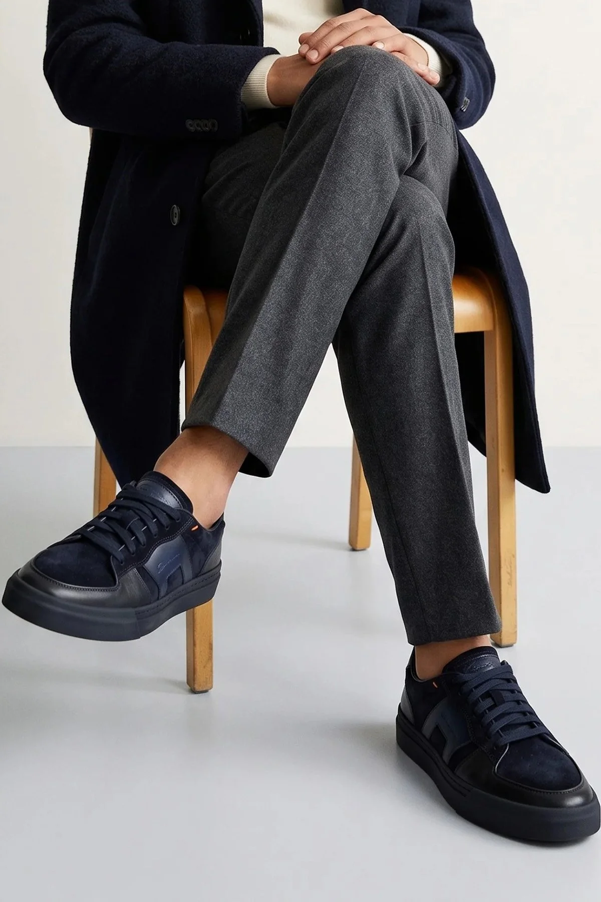 Santoni Süet Deri Sneaker Erkek Ayakkabı MBGT22221OCNTGEUU60 Lacivert - 2
