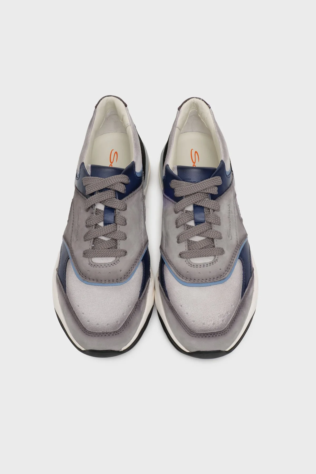 Santoni Süet Deri Sneaker Erkek Ayakkabı MBIM22112BINGXUBG20 GRİ-LACİVERT - 4