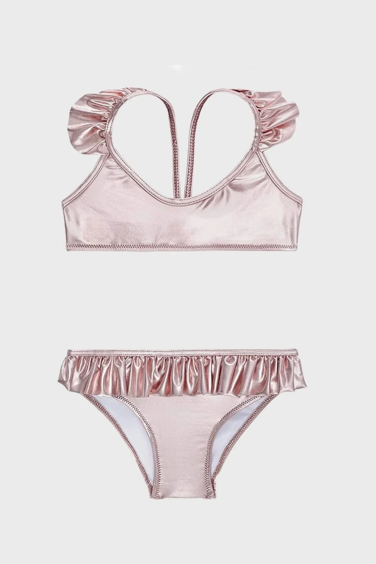 Slipstop Abbey Fırfırlı Kolay Kuruyan Uv Korumalı Parlak Kız Çocuk Bikini SB2313000116 PUDRA - 1