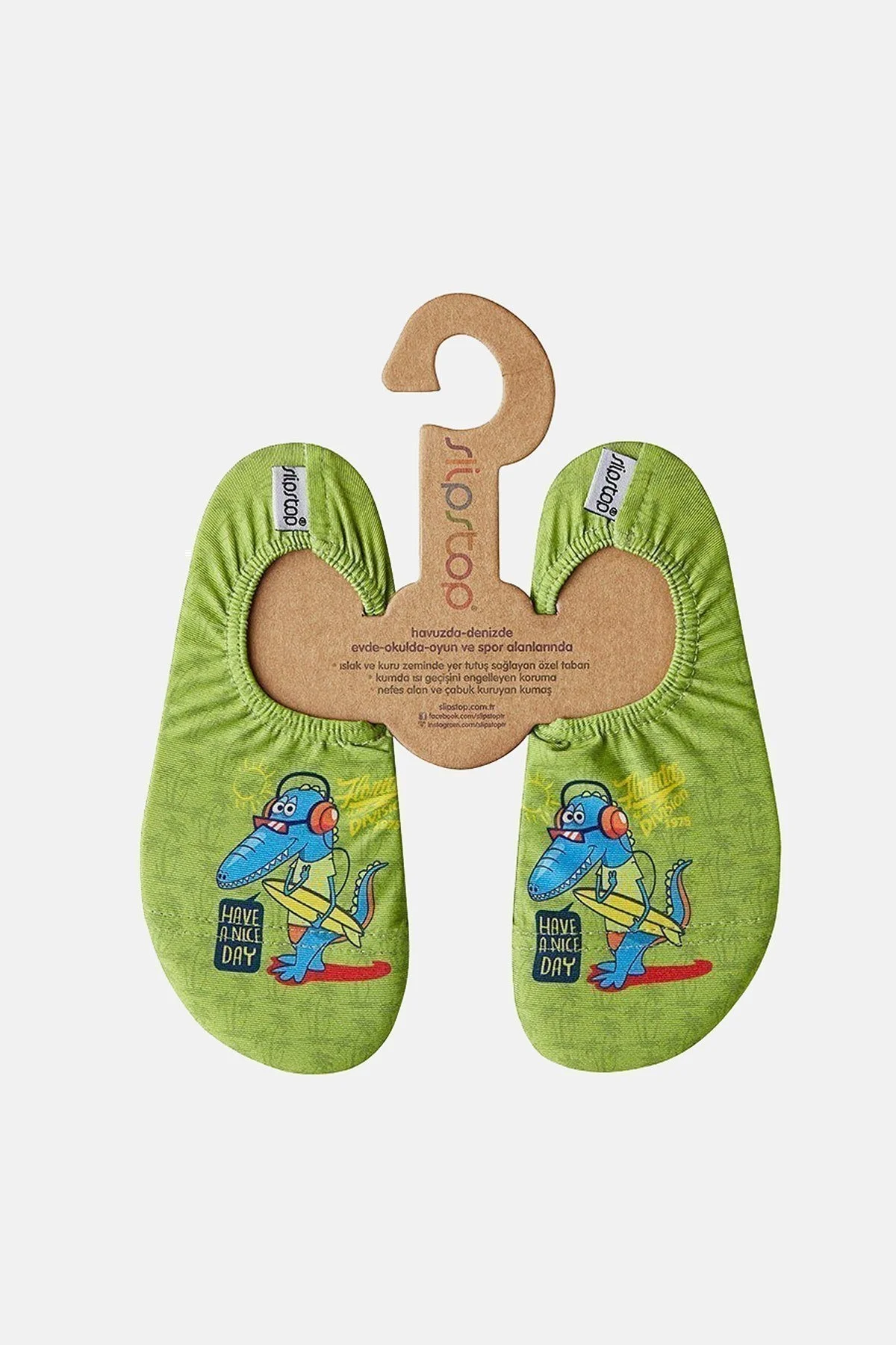Slipstop Crocodile Kaydırmaz Havuz ve Unisex Çocuk Deniz Ayakkabısı SS19120213 AÇIK YEŞİL - 1