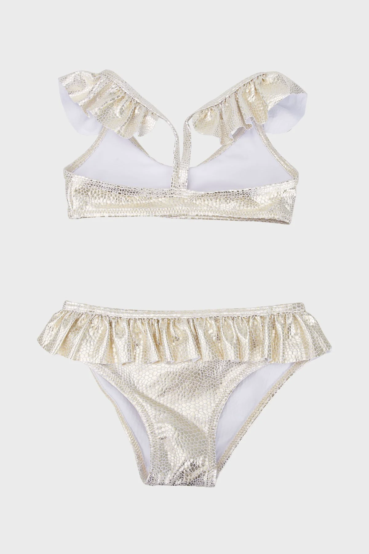 Slipstop Glitter Fırfırlı Kolay Kuruyan Uv Korumalı Parlak Kız Çocuk Bikini SB2313000415 GOLD - 1