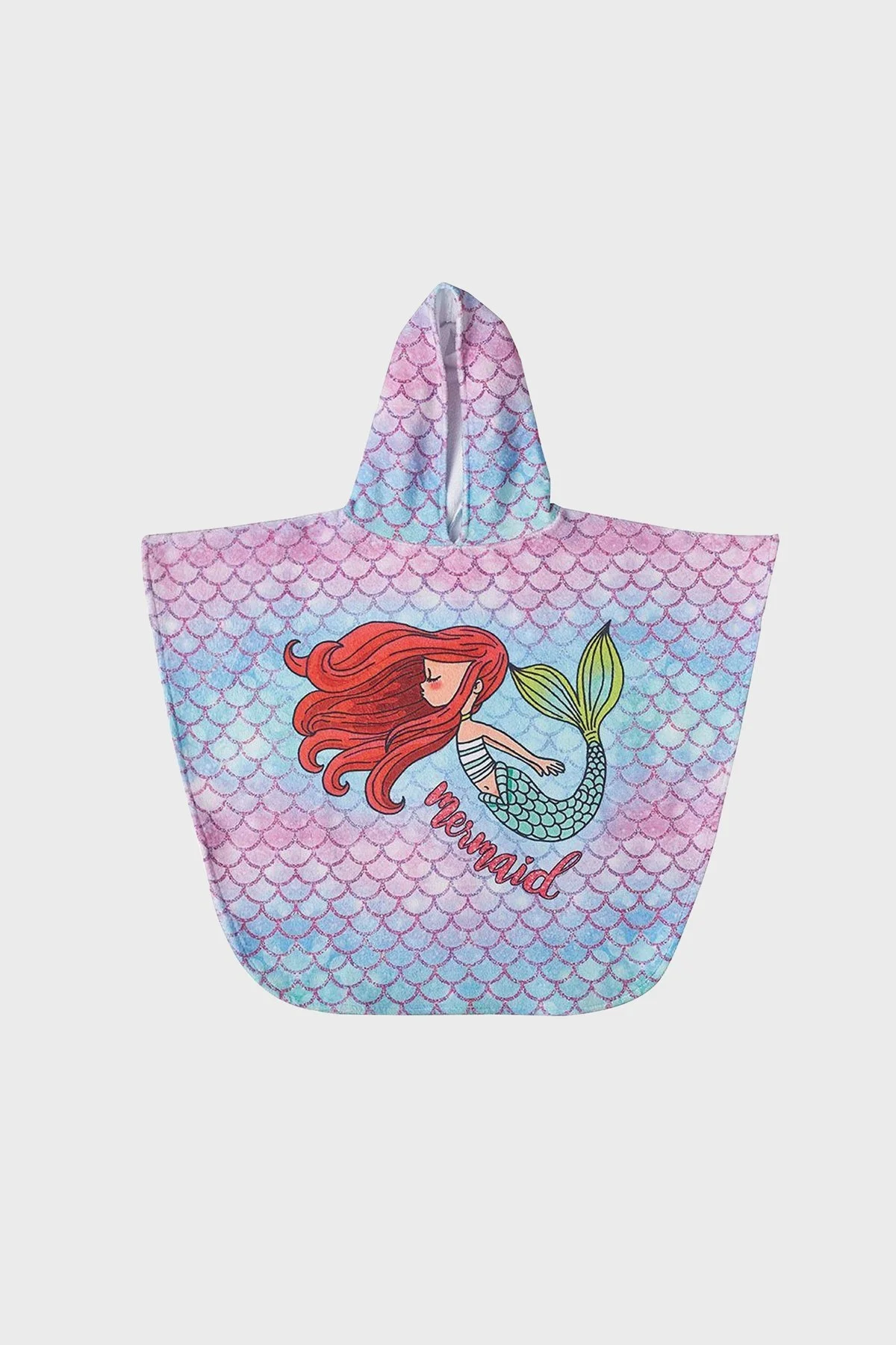 Slipstop Scarlet Deniz Kızı Desenli Pamuklu Kapüşonlu Havlu Kız Çocuk Panço SH19110034 MAVİ - 1