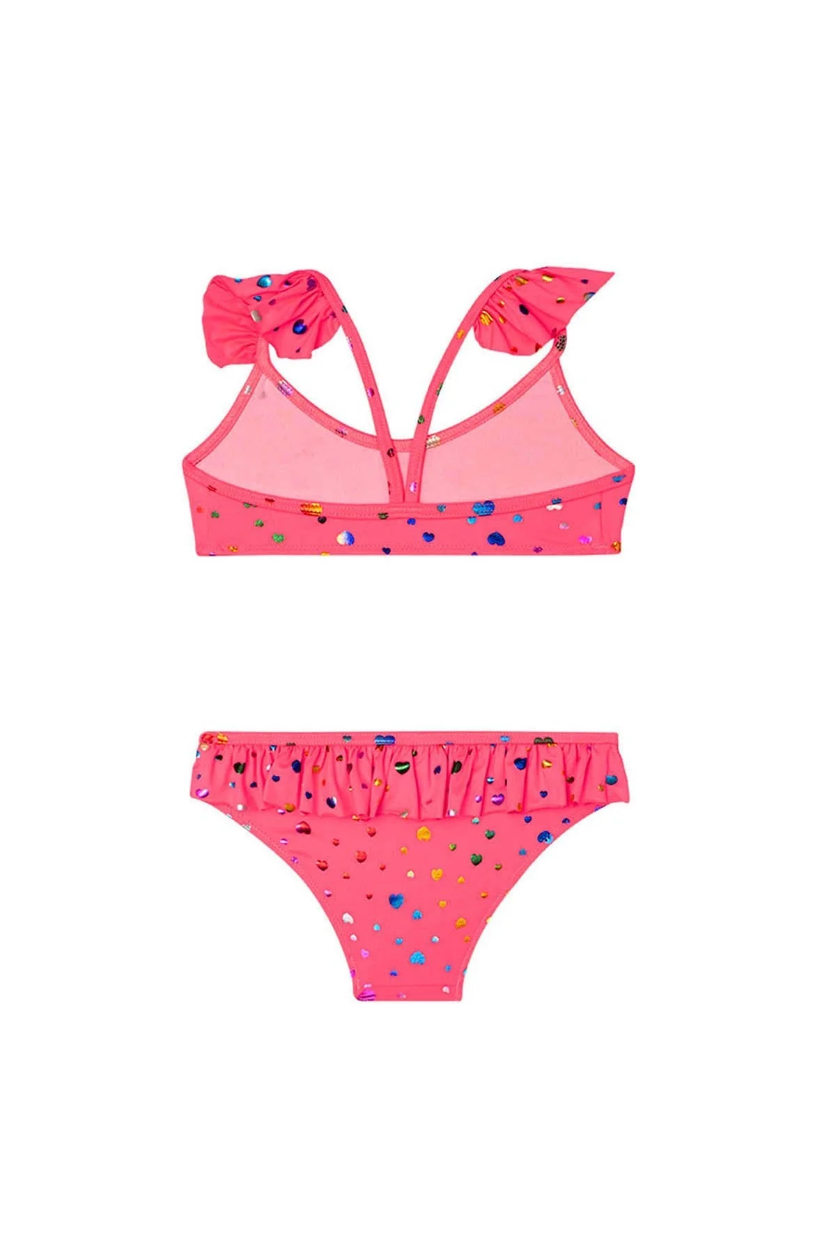 Slipstop Sırt Detaylı Fırfırlı Çabuk Kuruyan Betty Unisex Çocuk Bikini SM21110165 PEMBE - 2