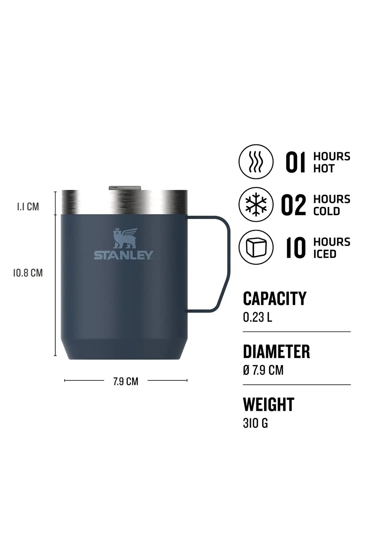Stanley The Everyday Camp Mug 0.23L Bardak Unisex Termos 10-11444 İndigo - 3