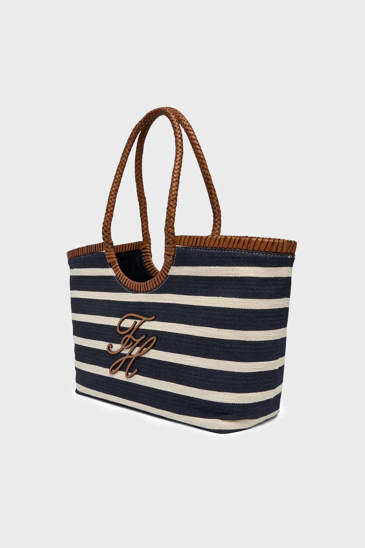 Tommy Hilfige rÇizgili Dokulu Logolu Omuz Askılı Tote Kadın Çanta AW0AW18400 0GY LACİVERT-BEYAZ - 4