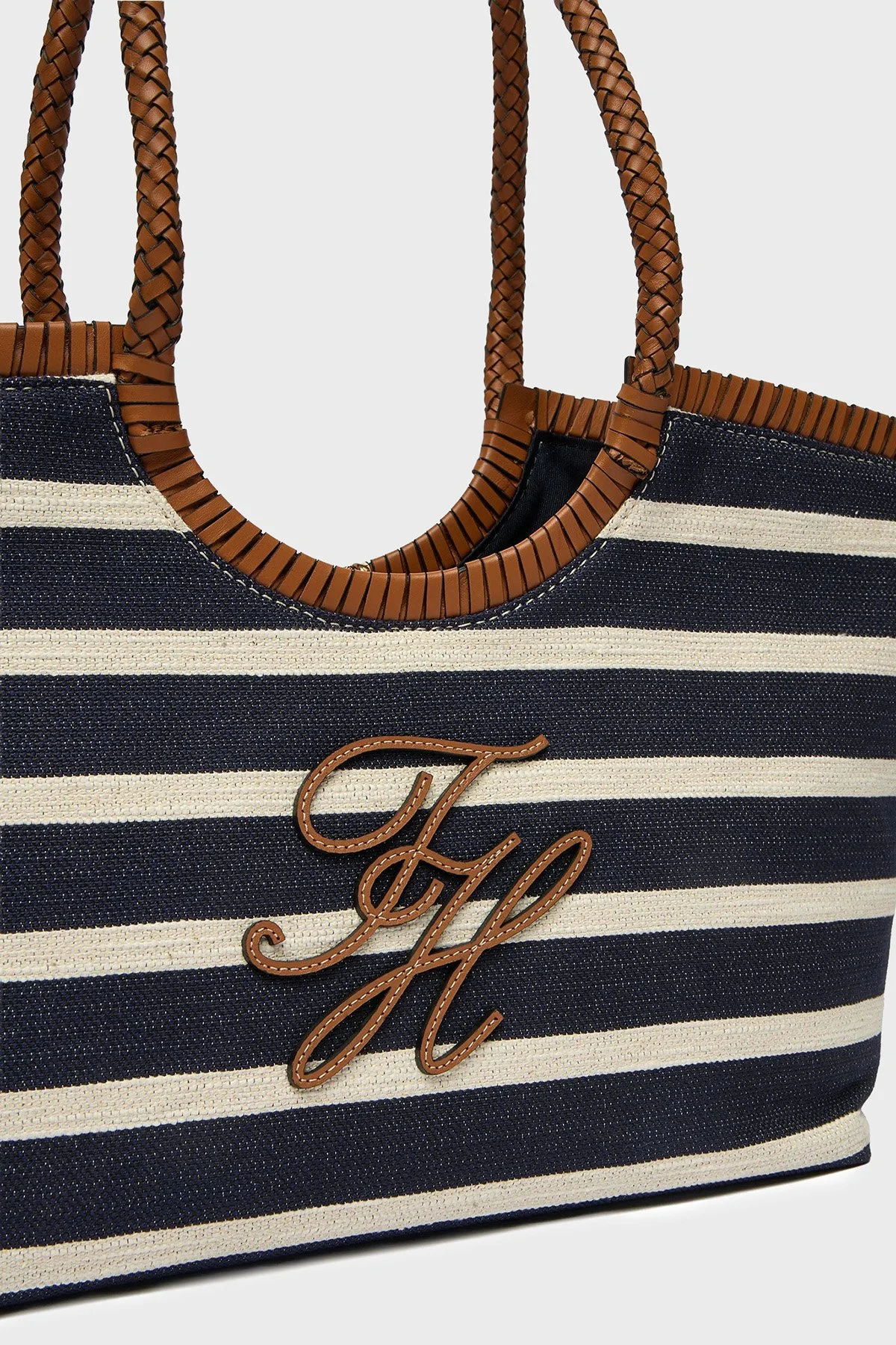 Tommy Hilfige rÇizgili Dokulu Logolu Omuz Askılı Tote Kadın Çanta AW0AW18400 0GY LACİVERT-BEYAZ - 6