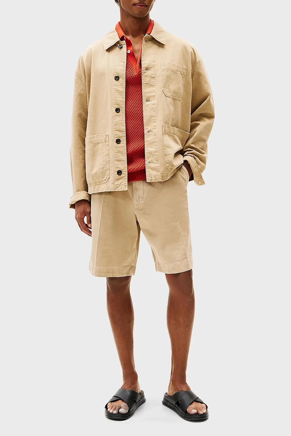 Tommy Hilfiger % 100 Deri Çapraz Çift Bantlı Erkek Sandalet FM0FM05358 BDS SİYAH - 2