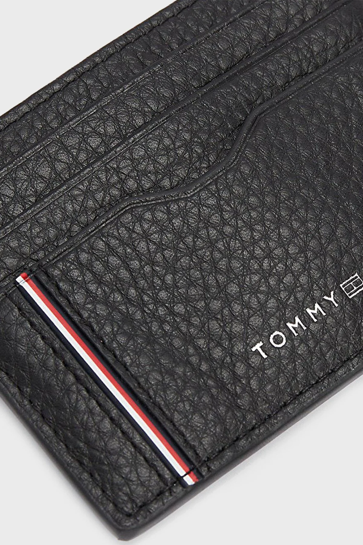 Tommy Hilfiger % 100 Deri Logolu Erkek Kartlık AM0AM13041 BDS SİYAH - 4