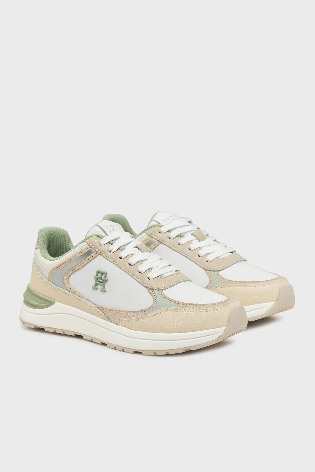 Tommy Hilfiger % 100 Deri Logolu Sneaker Kadın Ayakkabı FW0FW08472 0LB BEYAZ-BEJ - 2