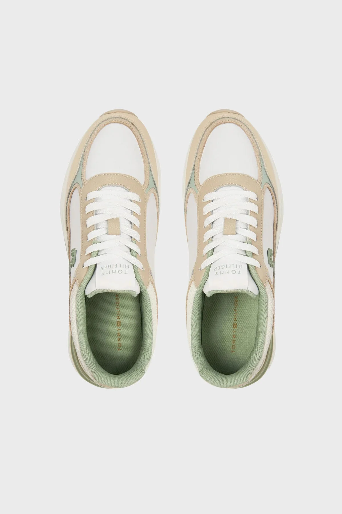 Tommy Hilfiger % 100 Deri Logolu Sneaker Kadın Ayakkabı FW0FW08472 0LB BEYAZ-BEJ - 3