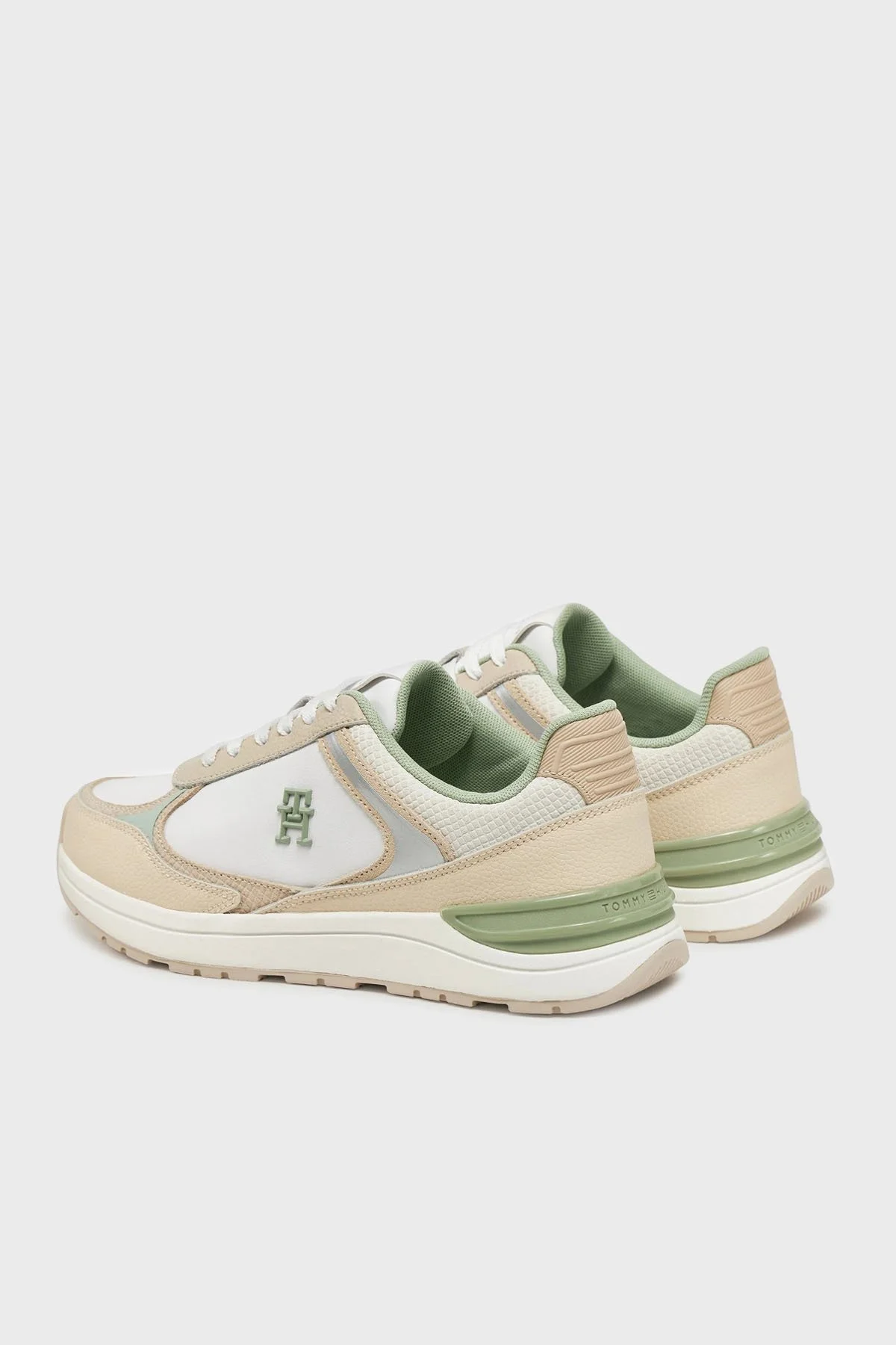 Tommy Hilfiger % 100 Deri Logolu Sneaker Kadın Ayakkabı FW0FW08472 0LB BEYAZ-BEJ - 4
