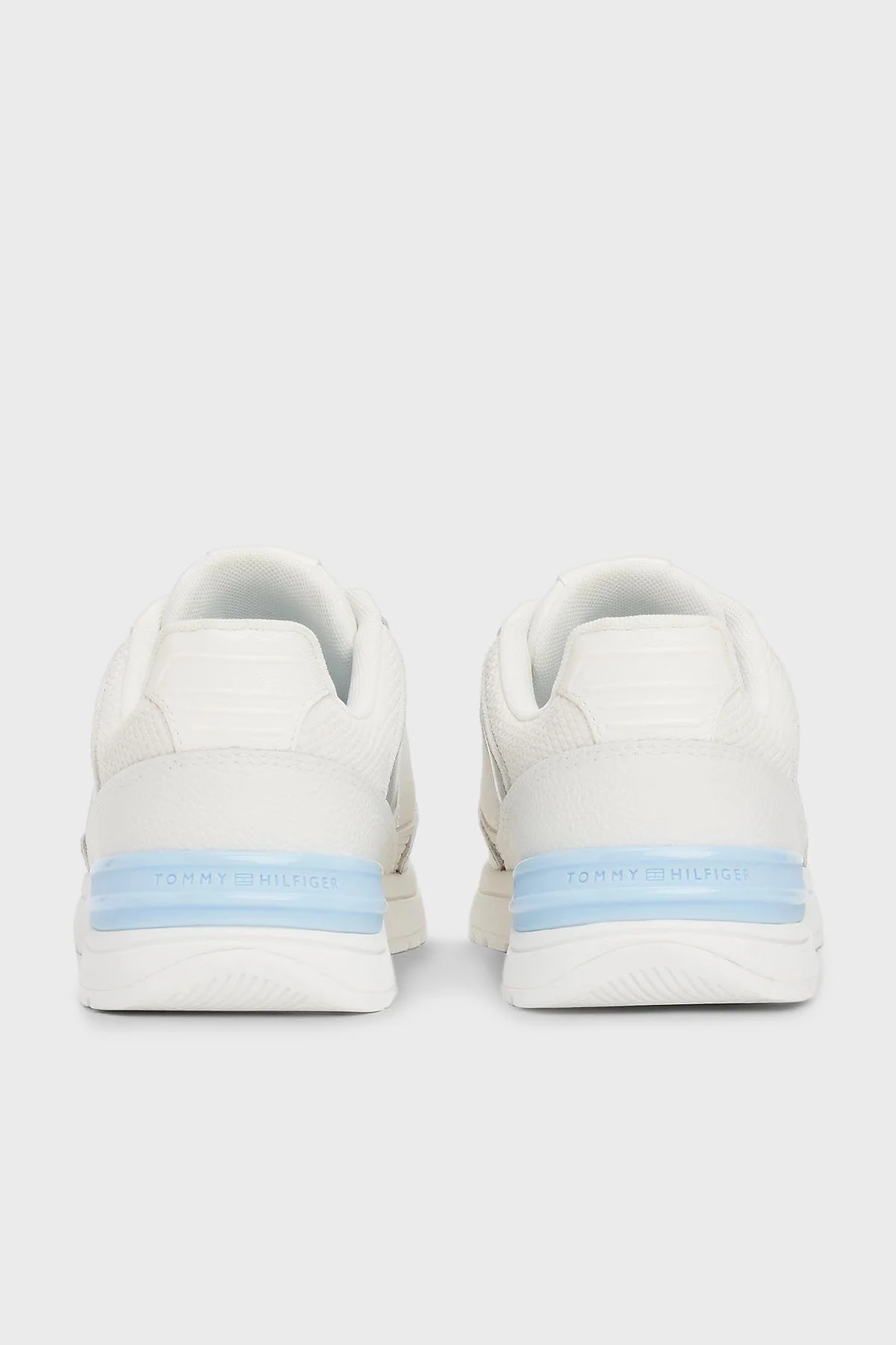 Tommy Hilfiger % 100 Deri Logolu Sneaker Bayan Ayakkabı FW0FW08472 0LH EKRU-MAVİ - 6