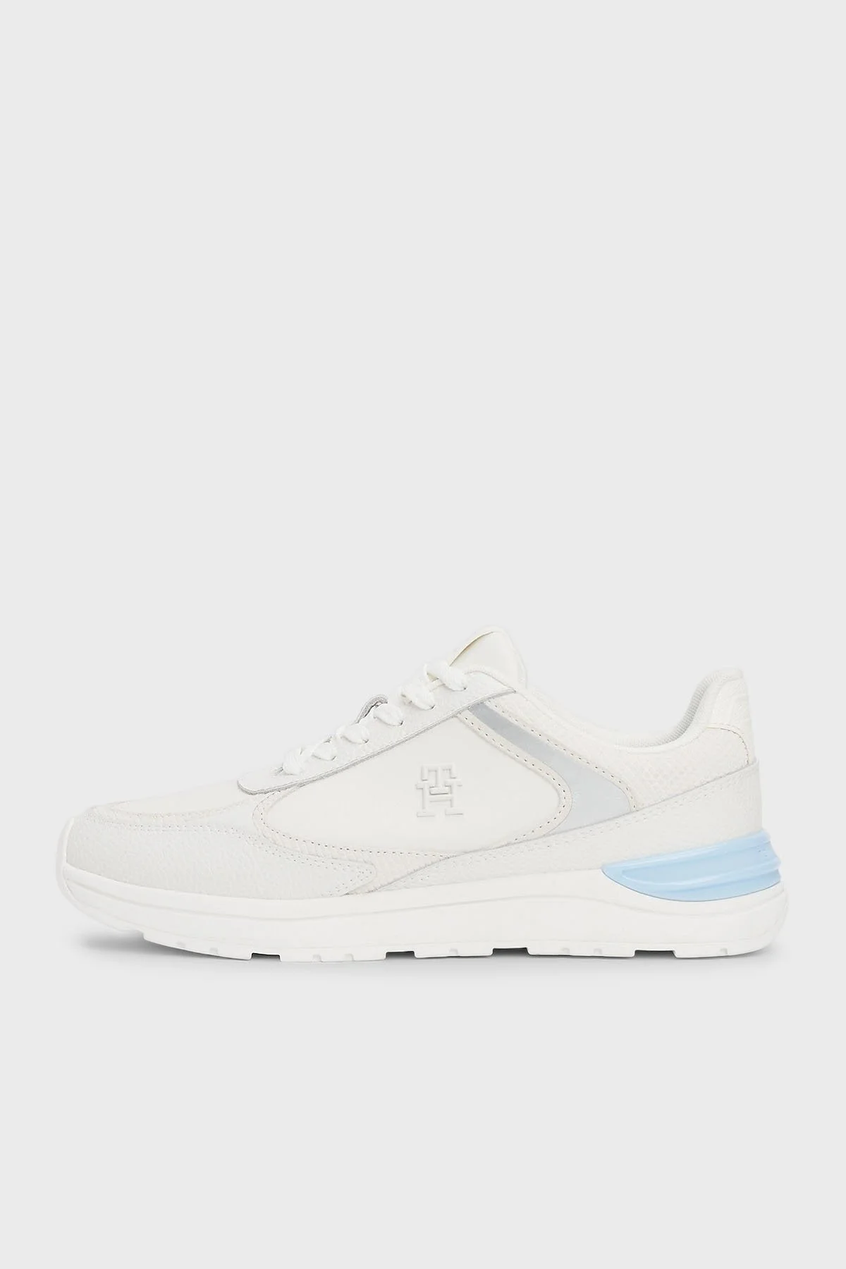 Tommy Hilfiger % 100 Deri Logolu Sneaker Kadın Ayakkabı FW0FW08472 0LH EKRU-MAVİ - 3