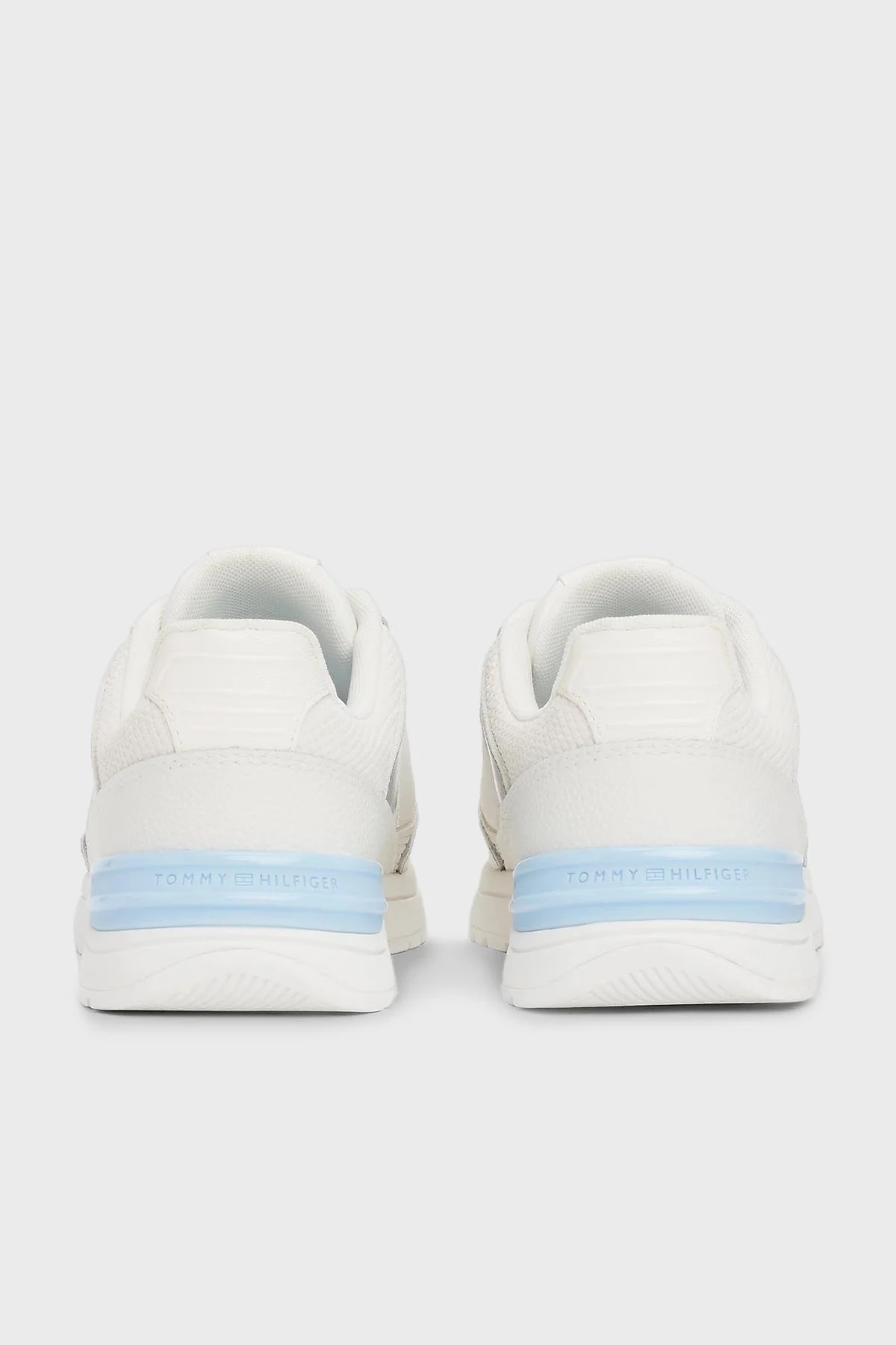 Tommy Hilfiger % 100 Deri Logolu Sneaker Kadın Ayakkabı FW0FW08472 0LH EKRU-MAVİ - 6