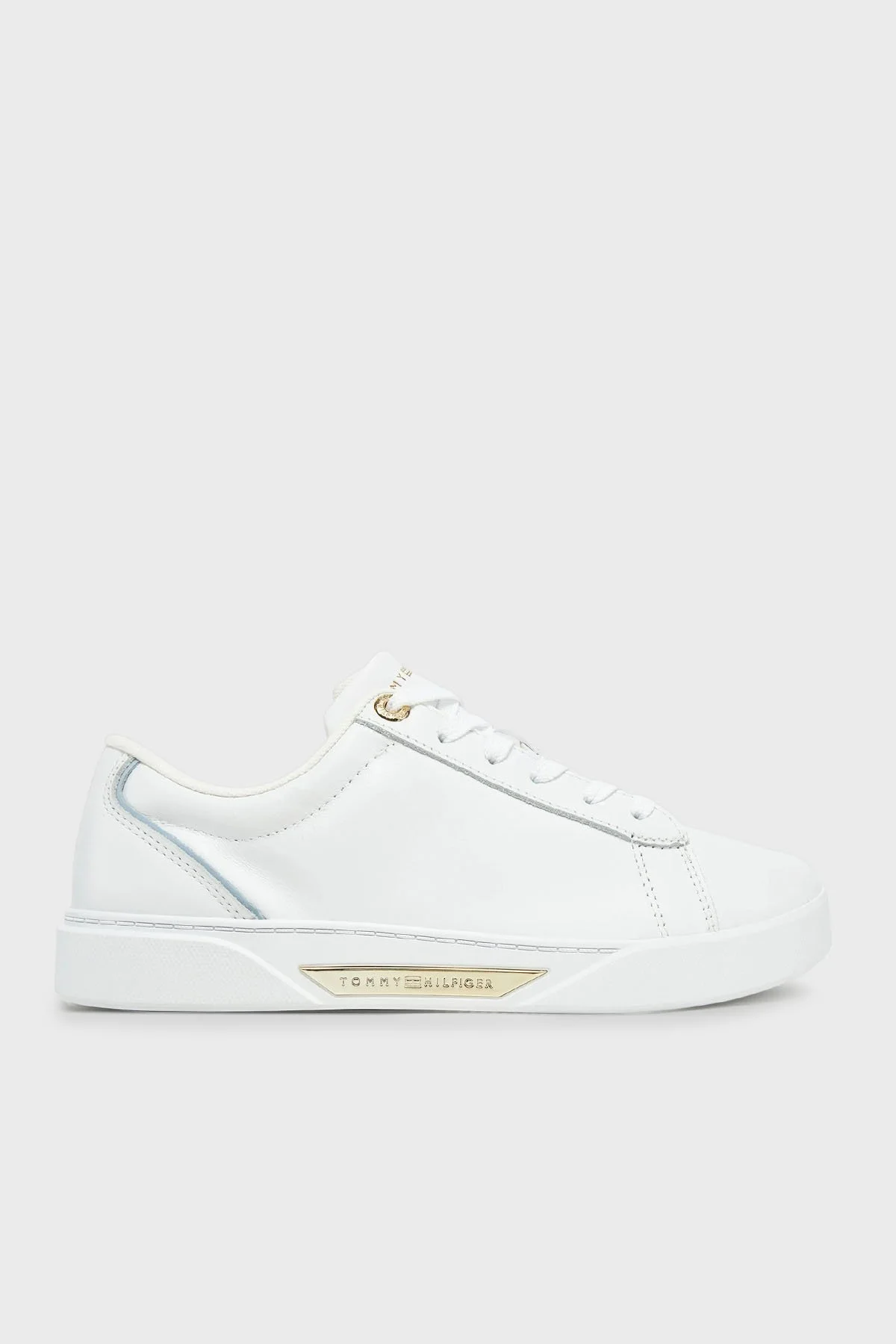 Tommy Hilfiger % 100 Deri Logolu Sneaker Bayan Ayakkabı FW0FW08642 YBS BEYAZ - 6