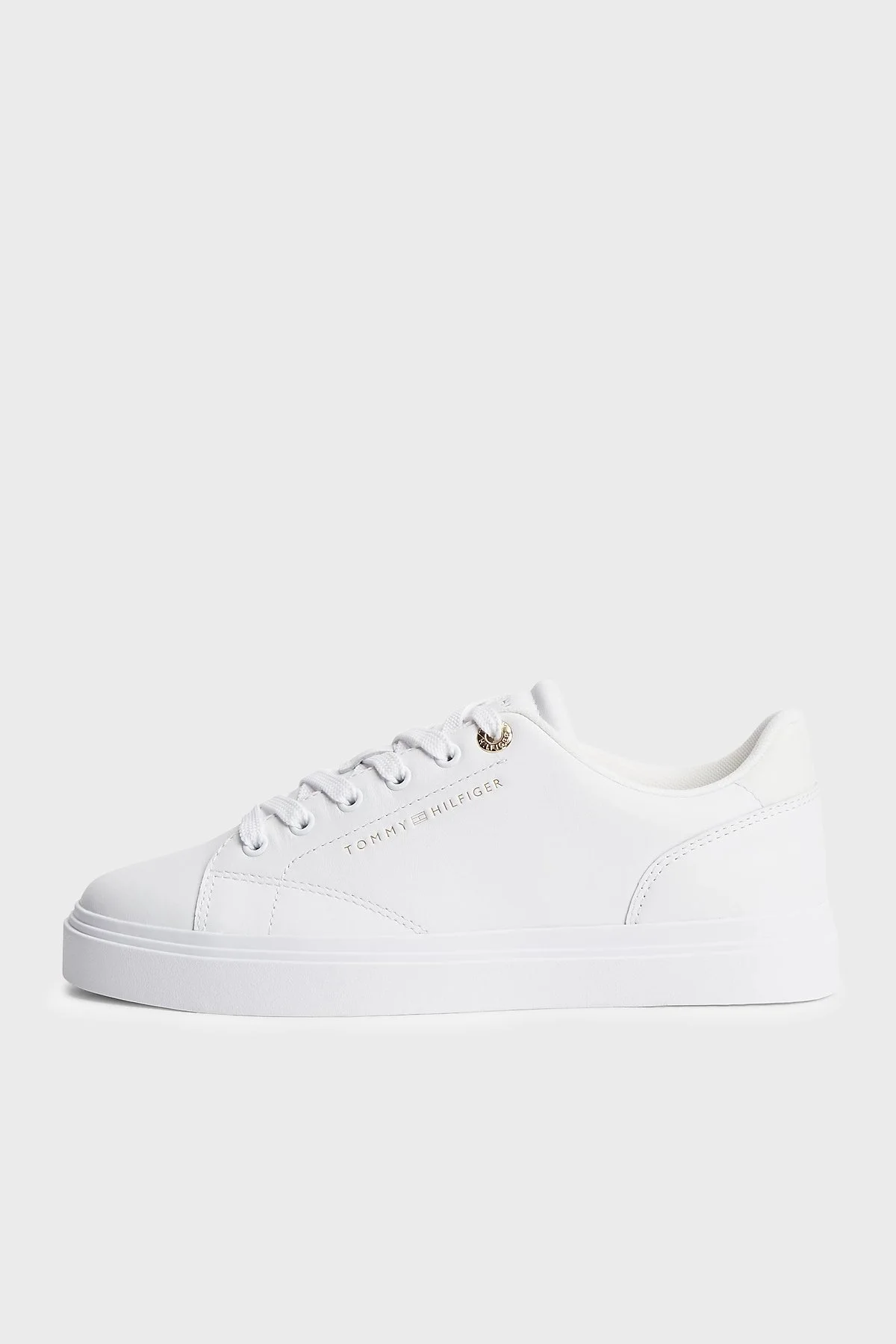 Tommy Hilfiger % 100 Deri Logolu Sneaker Kadın Ayakkabı FW0FW09105 YBS BEYAZ - 2