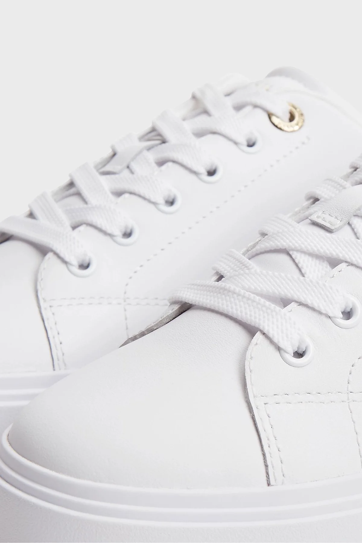 Tommy Hilfiger % 100 Deri Logolu Sneaker Kadın Ayakkabı FW0FW09105 YBS BEYAZ - 7