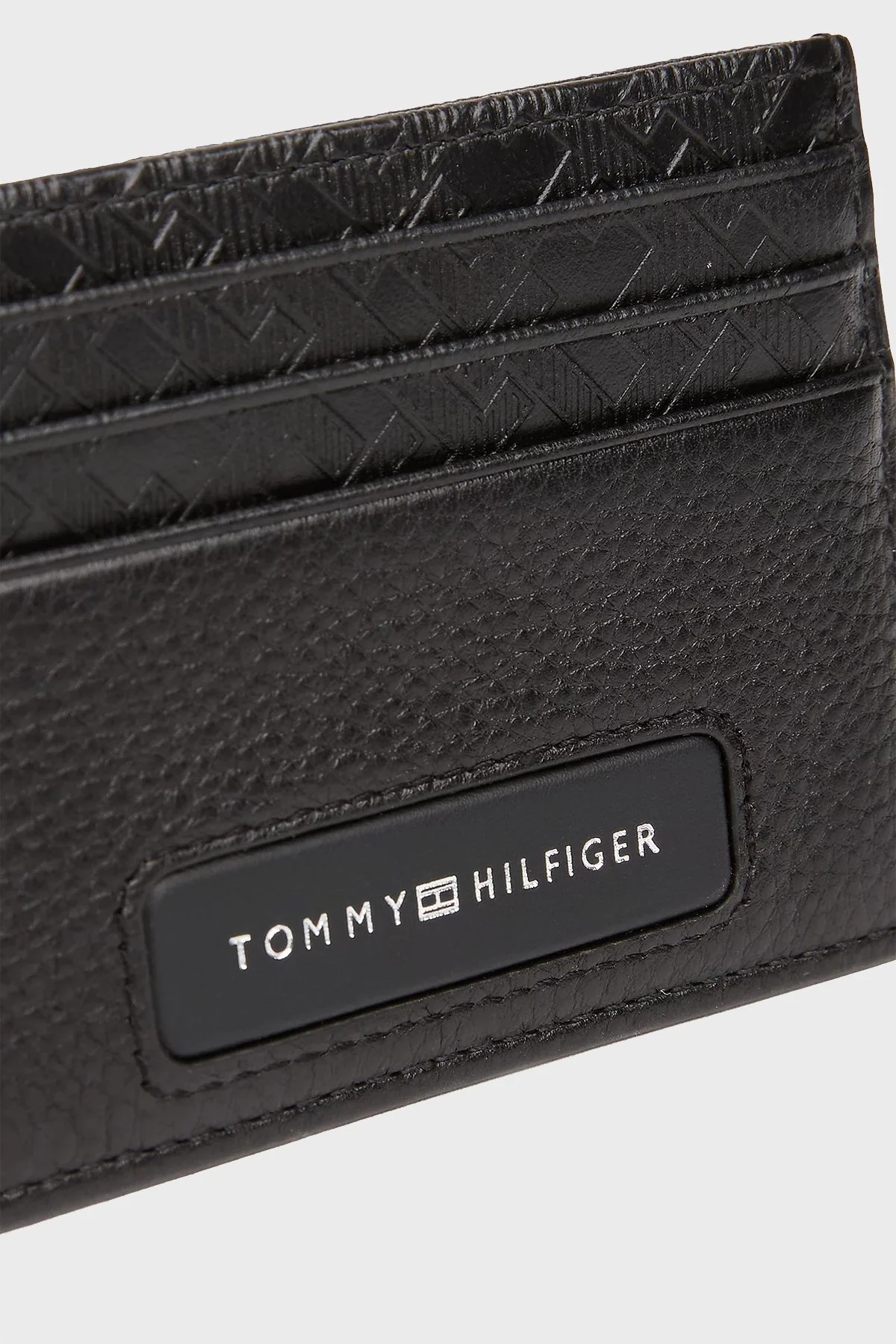 Tommy Hilfiger % 100 Deri Monogram Logo Baskılı Erkek Kartlık AM0AM13250 BDS SİYAH - 4