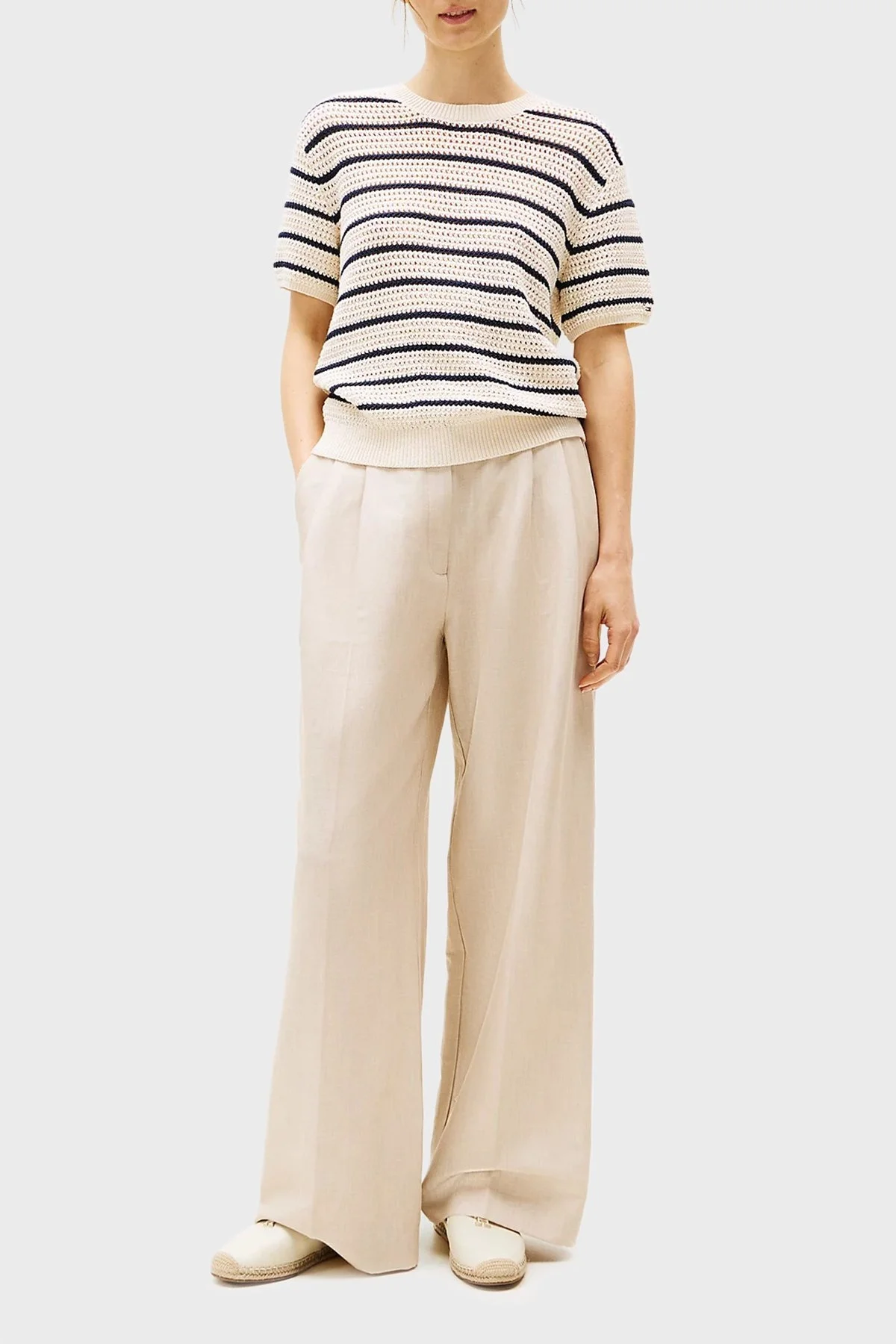 Tommy Hilfiger % 100 Deri Yuvarlak Burun Bayan Espadril FW0FW08540 ACJ BEJ - 2