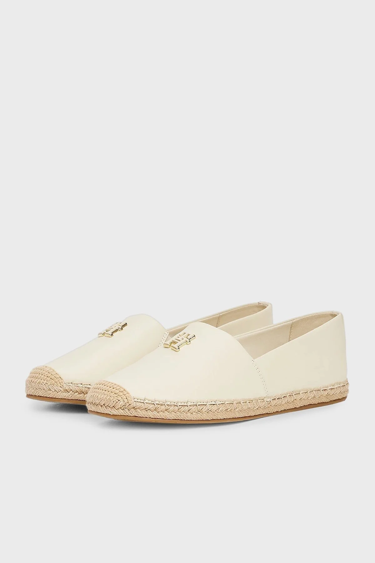 Tommy Hilfiger % 100 Deri Yuvarlak Burun Bayan Espadril FW0FW08540 ACJ BEJ - 4