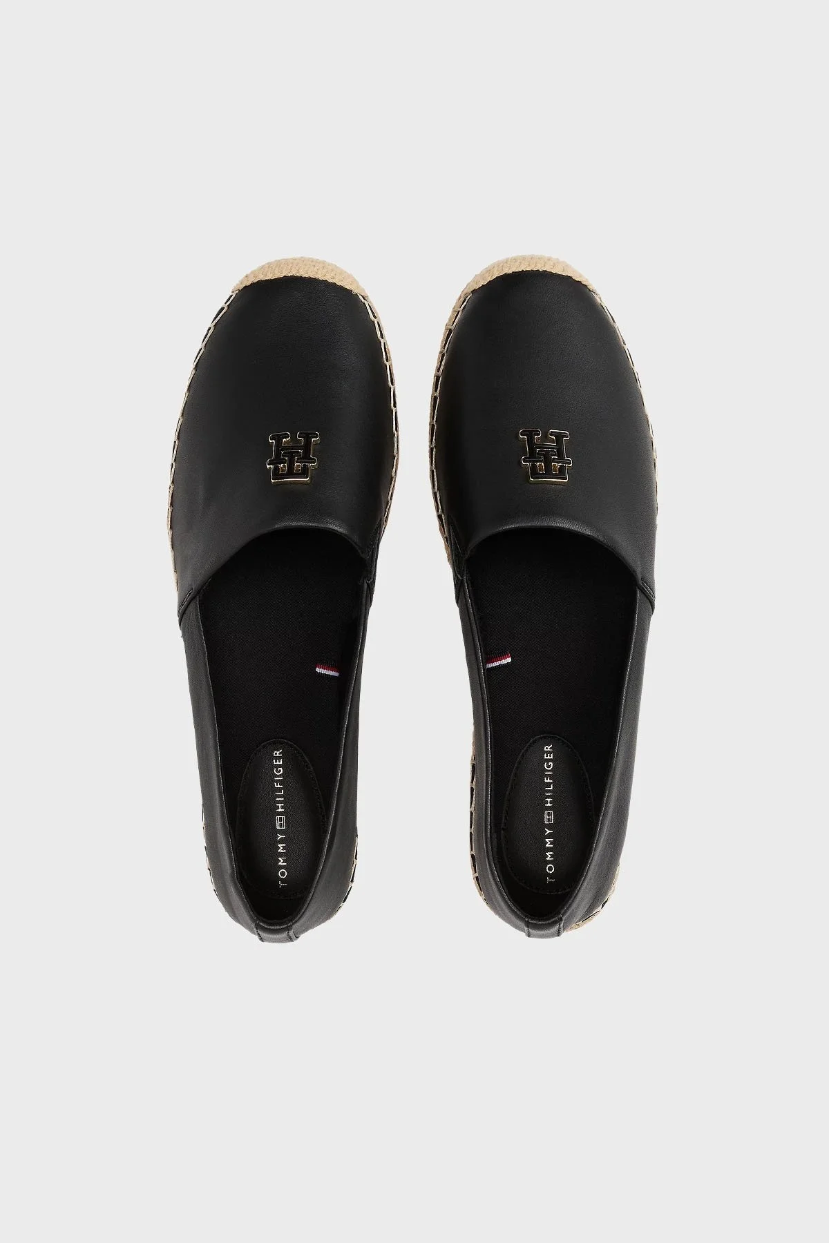 Tommy Hilfiger % 100 Deri Yuvarlak Burun Bayan Espadril FW0FW08540 BDS SİYAH - 5