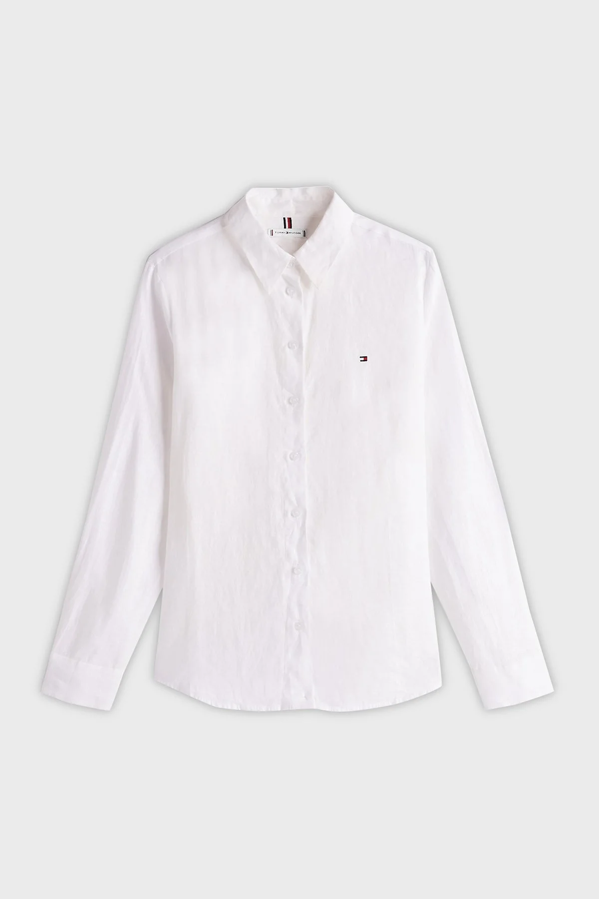 Tommy Hilfiger % 100 Keten Regular Fit Düz Yaka Bayan Gömlek WW0WW44679 YCF BEYAZ - 10