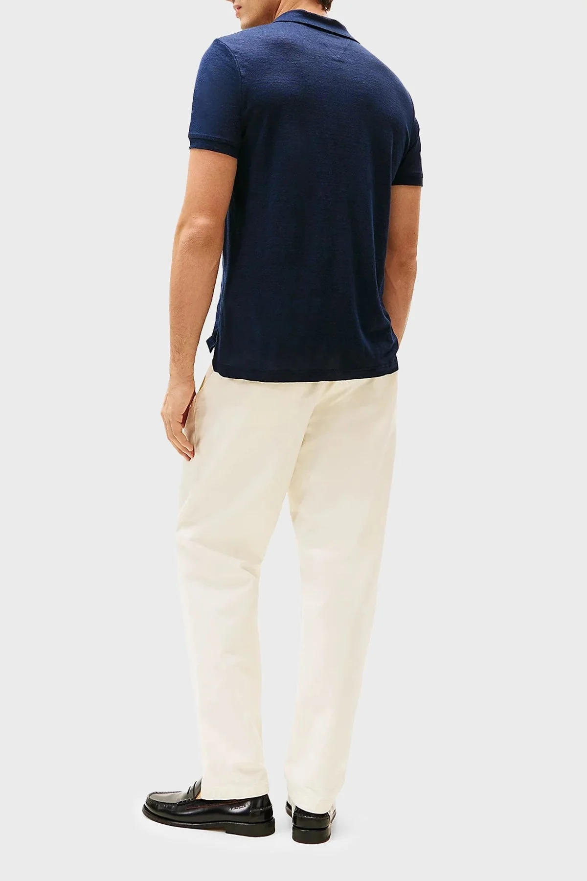 Tommy Hilfiger % 100 Keten Regular Fit Erkek Polo Yaka T Shirt MW0MW38476 DW5 LACİVERT - 8