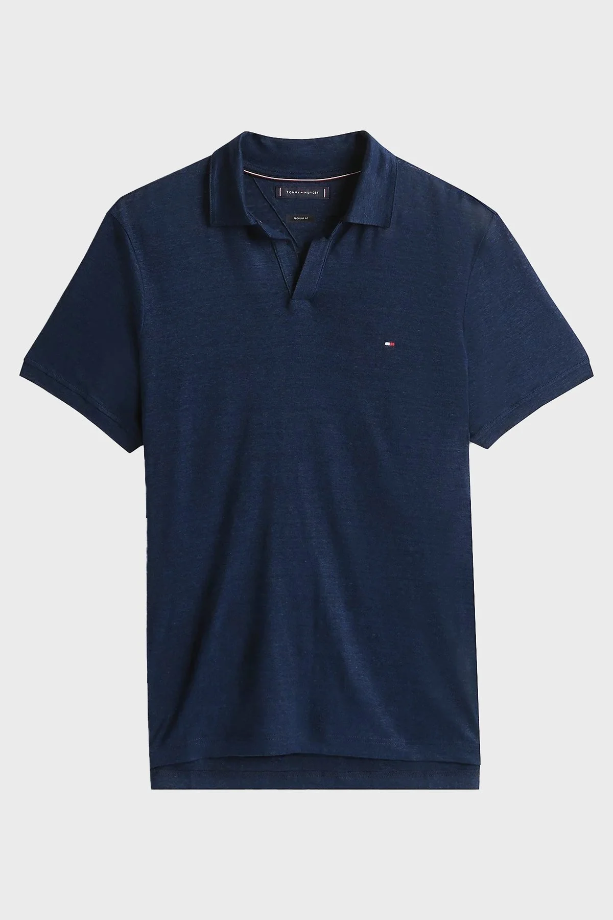 Tommy Hilfiger % 100 Keten Regular Fit Erkek Polo Yaka T Shirt MW0MW38476 DW5 LACİVERT - 10