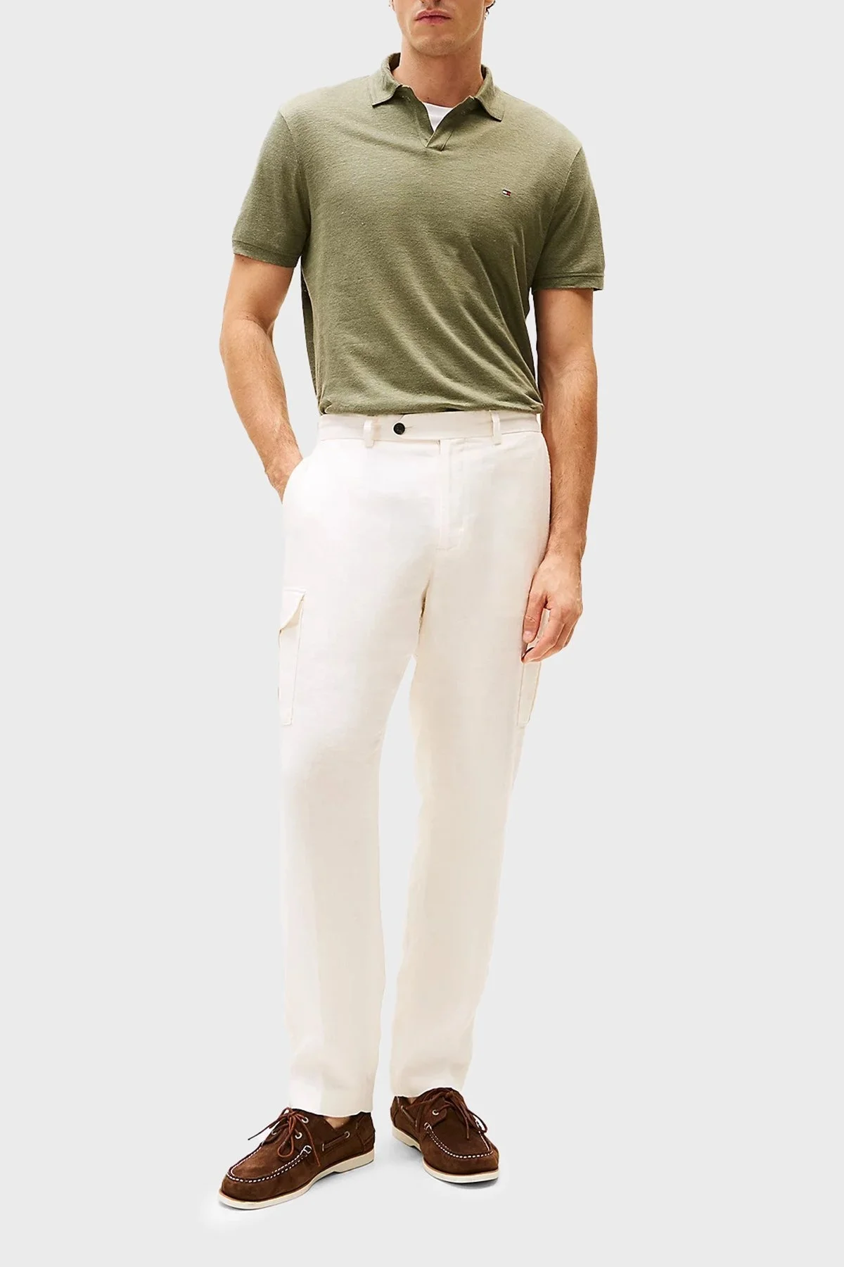 Tommy Hilfiger % 100 Keten Regular Fit Erkek Polo Yaka T Shirt MW0MW38476 PLI YEŞİL - 7