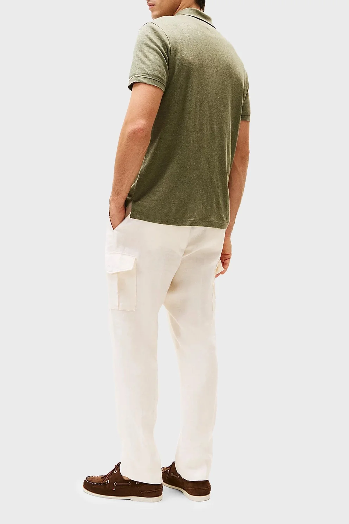 Tommy Hilfiger % 100 Keten Regular Fit Erkek Polo Yaka T Shirt MW0MW38476 PLI YEŞİL - 8