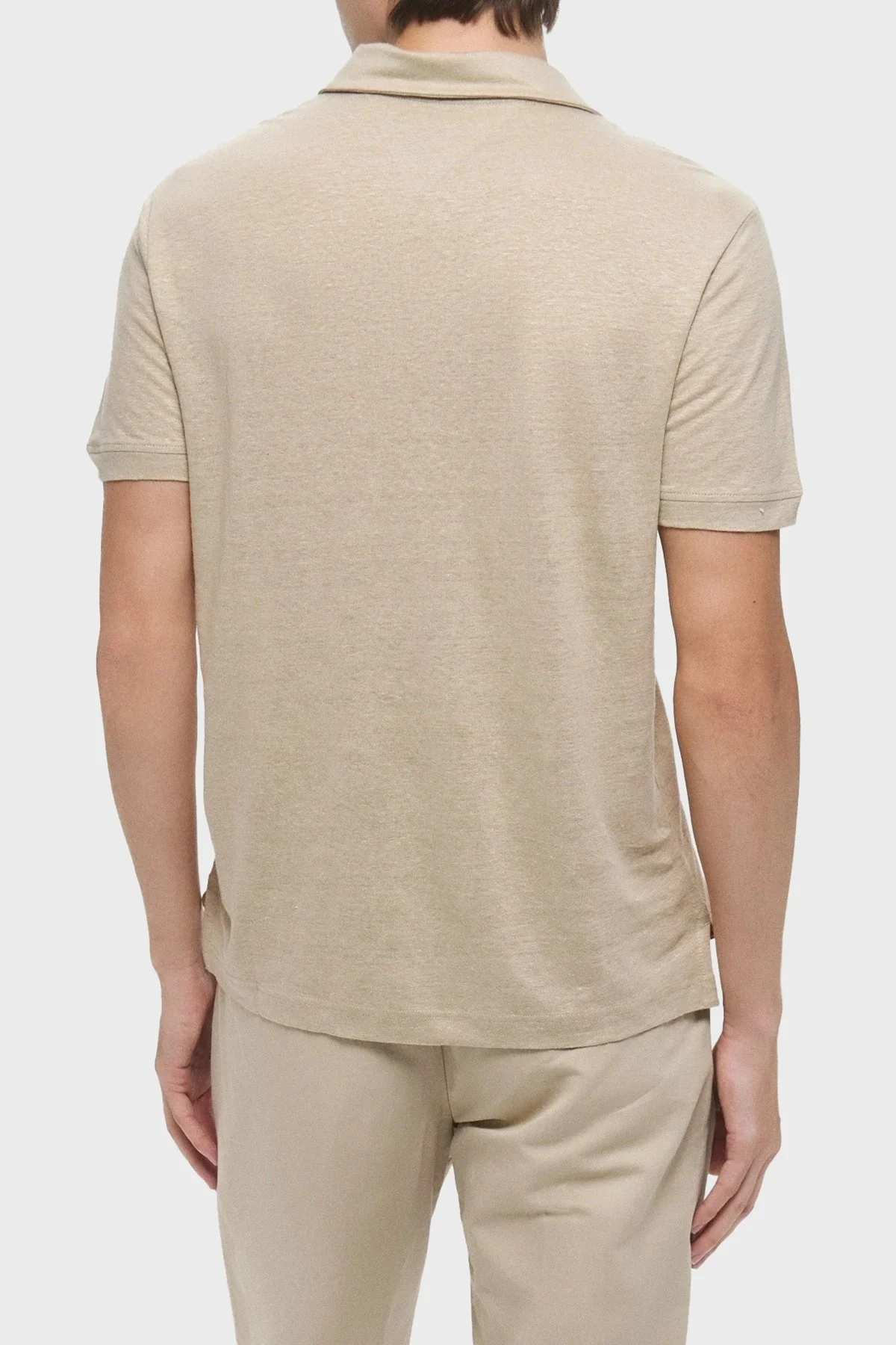 Tommy Hilfiger % 100 Keten Regular Fit Erkek Polo Yaka T Shirt MW0MW38476 RBT KUM - 7