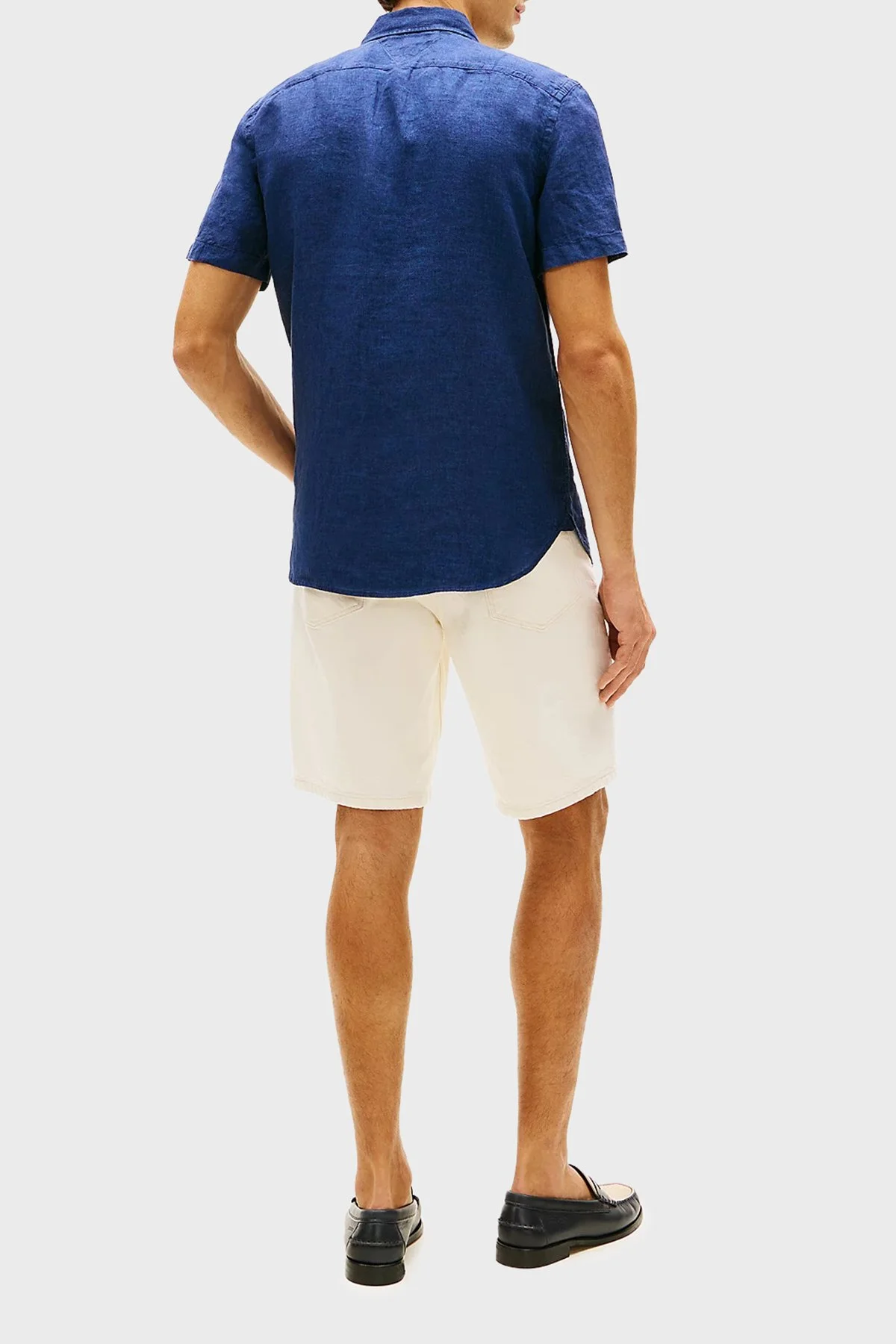 Tommy Hilfiger % 100 Keten Regular Fit Kısa Kollu Erkek Gömlek MW0MW41531 DCC LACİVERT - 3
