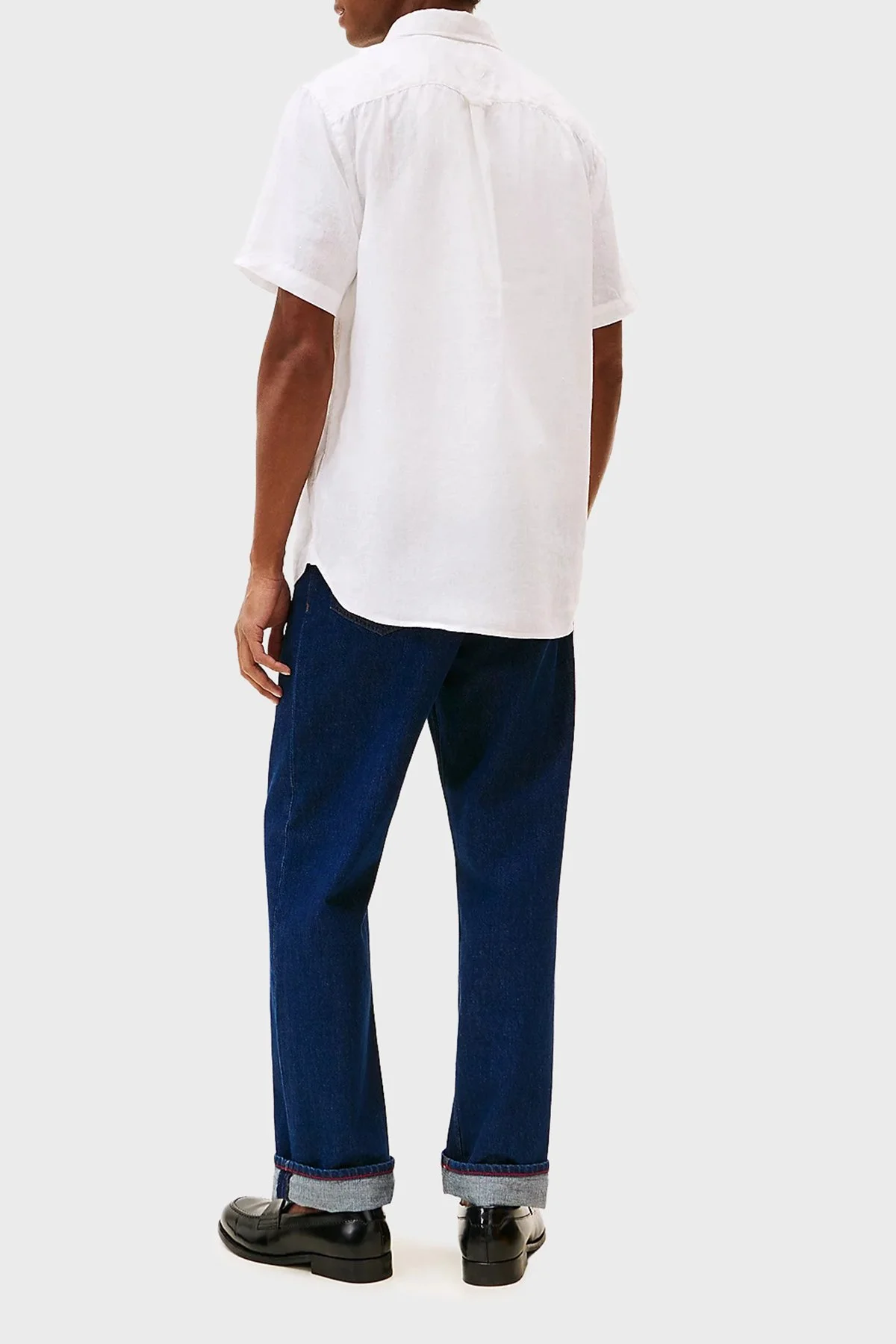 Tommy Hilfiger % 100 Keten Regular Fit Kısa Kollu Erkek Gömlek MW0MW41531 YBR BEYAZ - 3