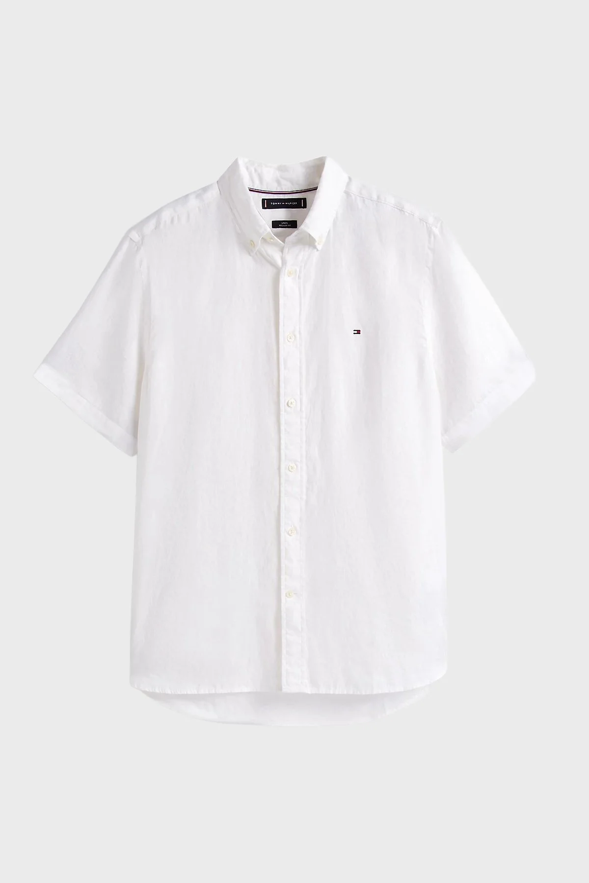 Tommy Hilfiger % 100 Keten Regular Fit Kısa Kollu Erkek Gömlek MW0MW41531 YBR BEYAZ - 5