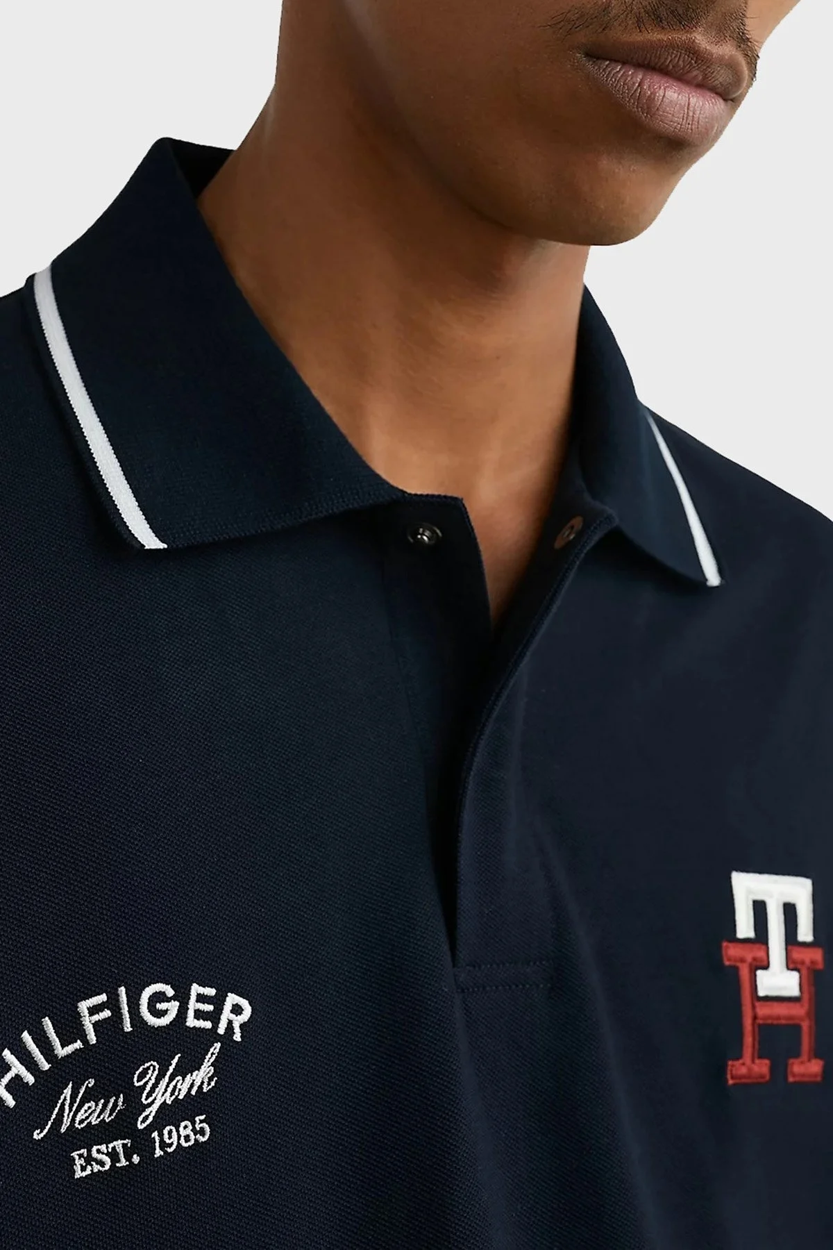 Tommy Hilfiger % 100 Organik Pamuk Logolu Regular Fit Erkek Polo Yaka T Shirt MW0MW30805 DW5 LACİVERT - 2