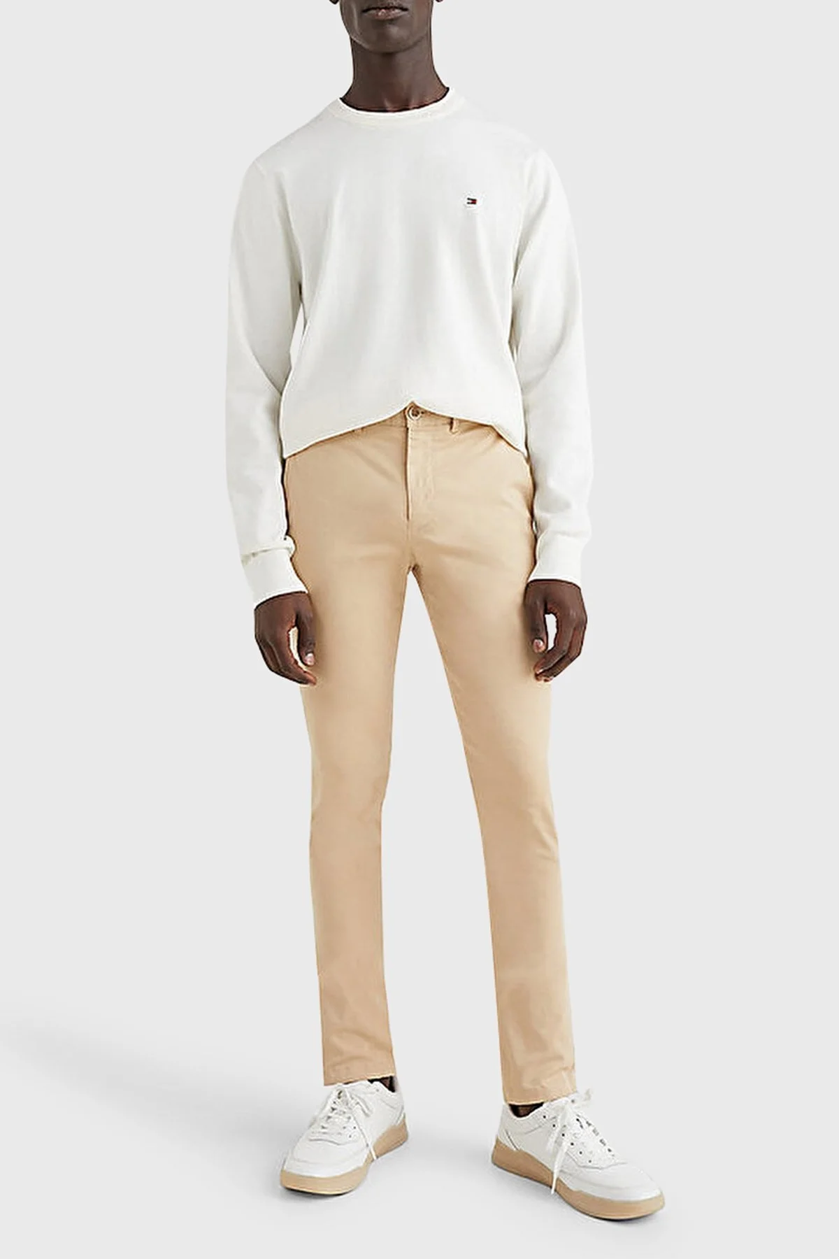 Tommy Hilfiger % 100 Organik Pamuklu Bisiklet Yaka Erkek Sweat MW0MW21316 YBI BEYAZ - 8