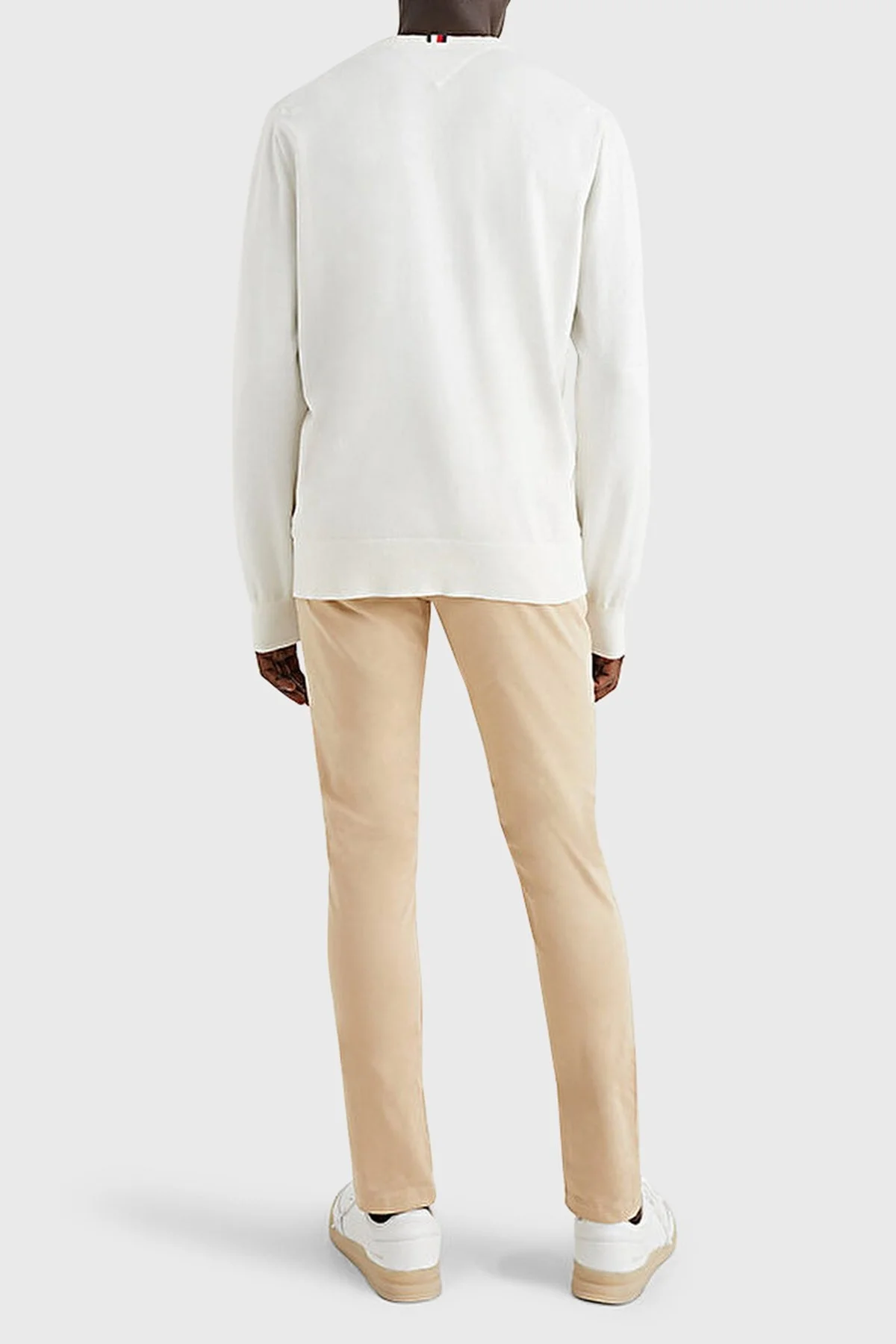 Tommy Hilfiger % 100 Organik Pamuklu Bisiklet Yaka Erkek Sweat MW0MW21316 YBI BEYAZ - 9